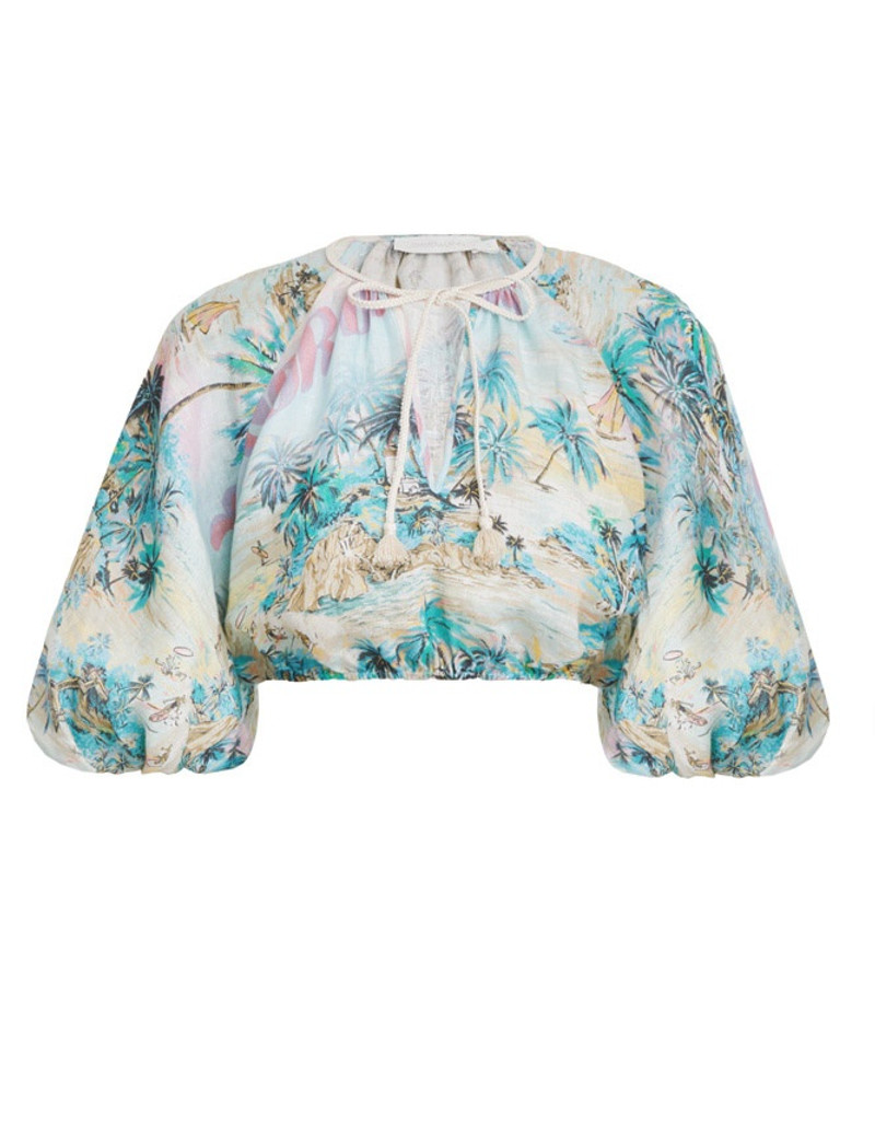 VACAY PUFF SLEEVE CROP TOP 1