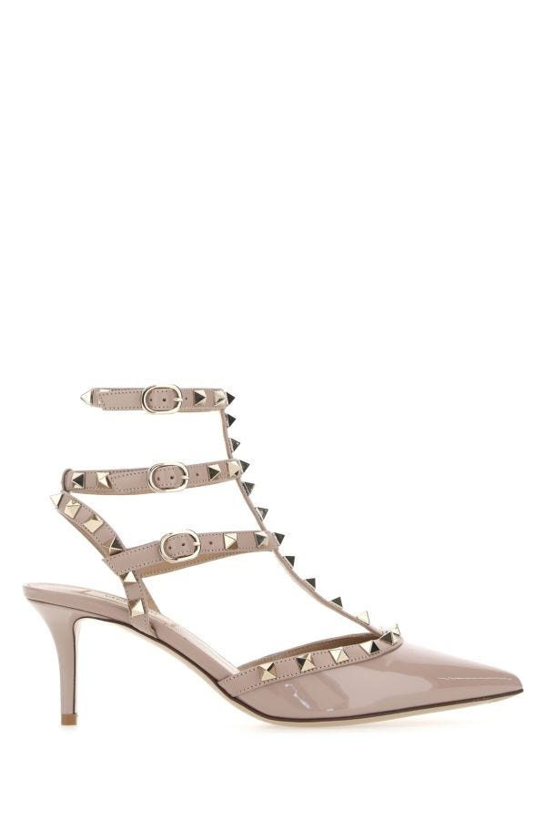 パンプス VALENTINO ANTIQUED PINK LEATHER ROCKSTUD PUMPS Rockstud leather and PVC pumps in pink - Valentino Garavani
