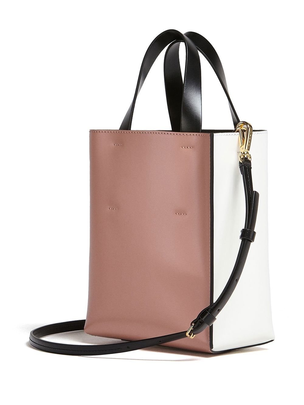 two-tone leather tote bag - 3