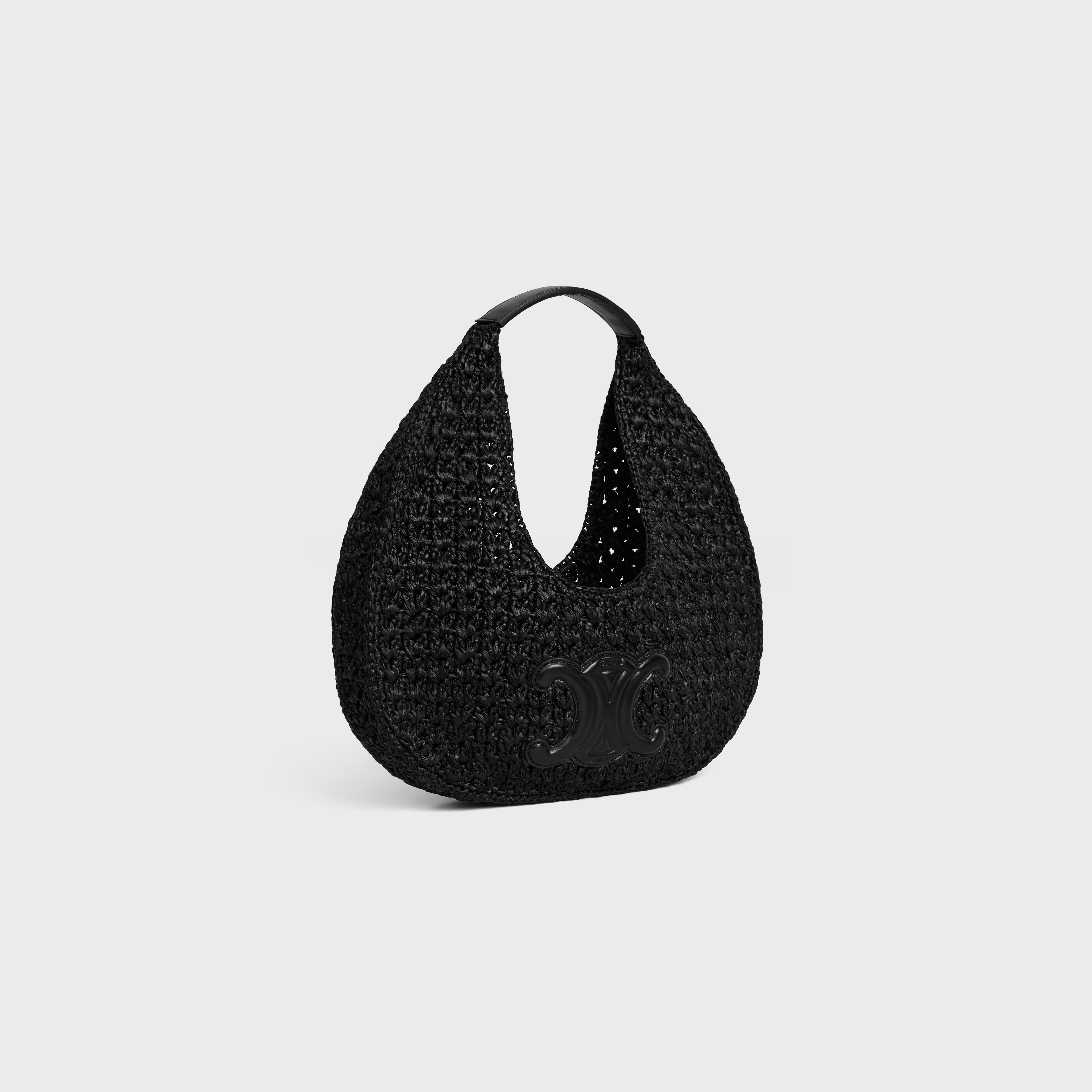 celine classic panier HOBO BAG IN Raffia and Calfskin - 2
