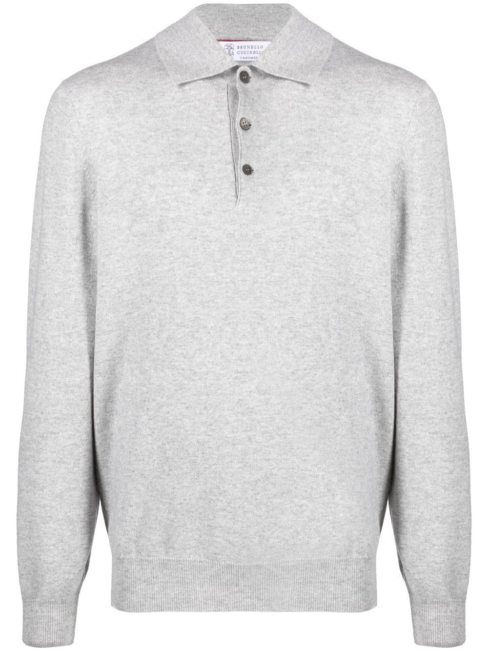 long-sleeve cashmere polo shirt - 1