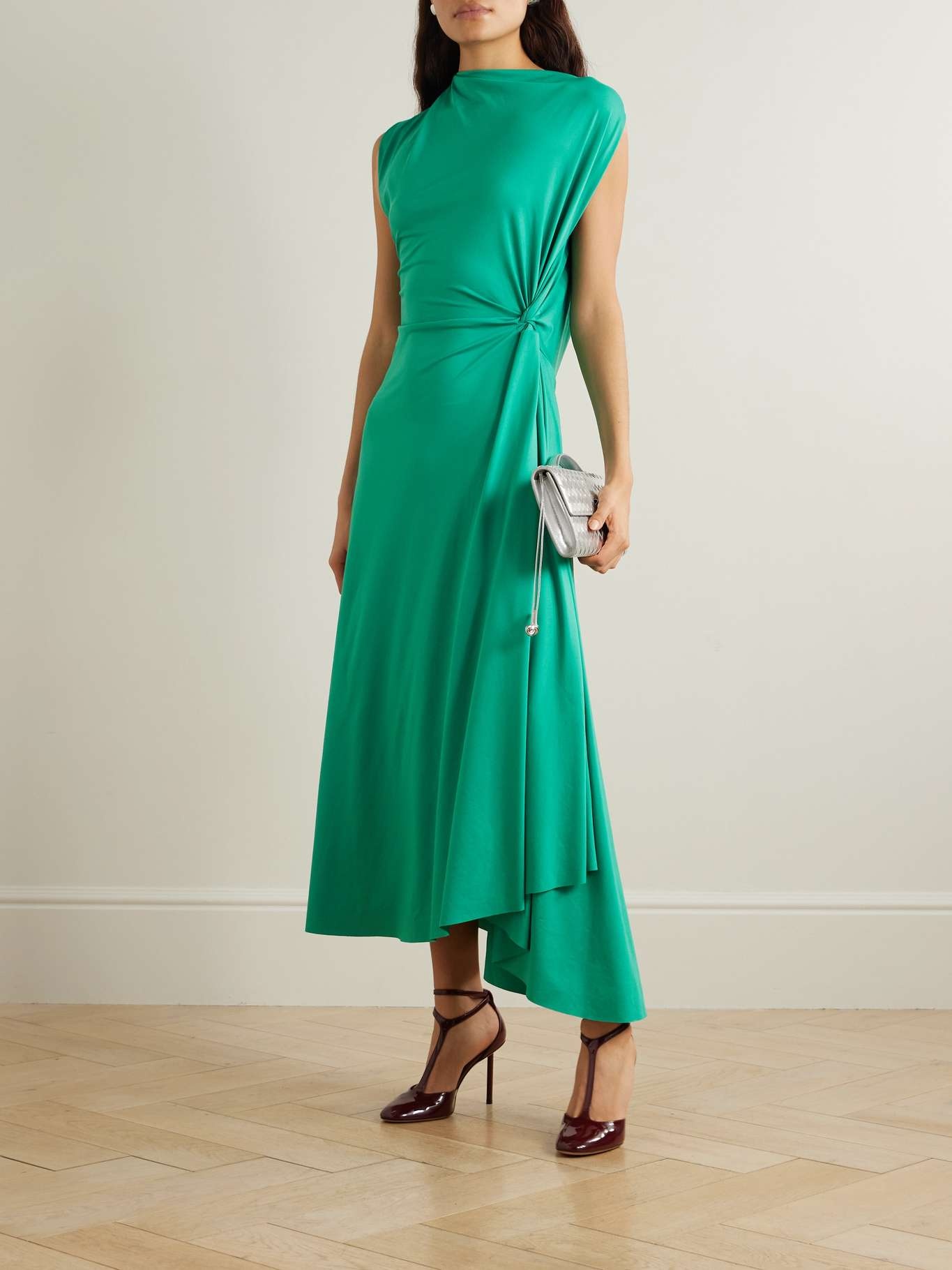 Victoria Beckham Asymmetric draped stretch-crepe midi dress