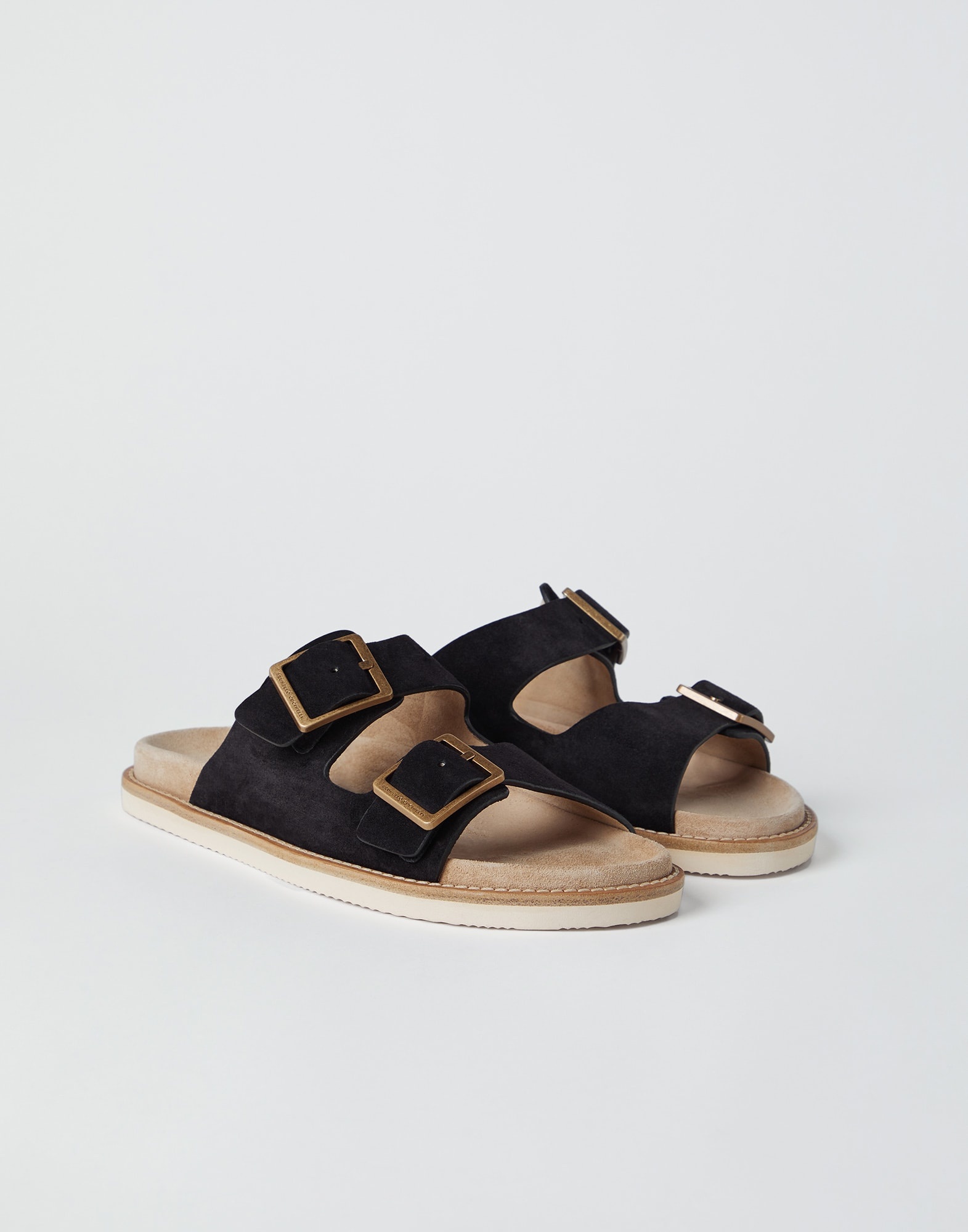 サンダル BRUNELLO CUCINELLI Urban Slides in washed suede Suede urban slides for Man in Taupe Smoke | Brunello Cucinelli