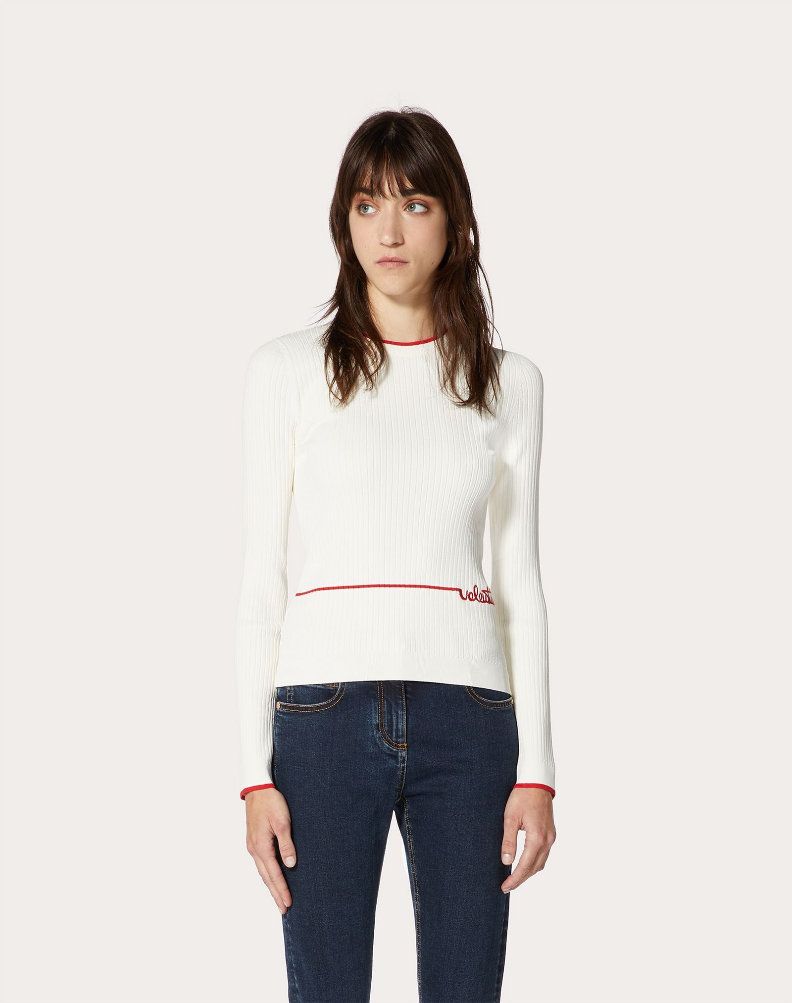 Viscose Sweater with Valentino Signature Embroidery - 3