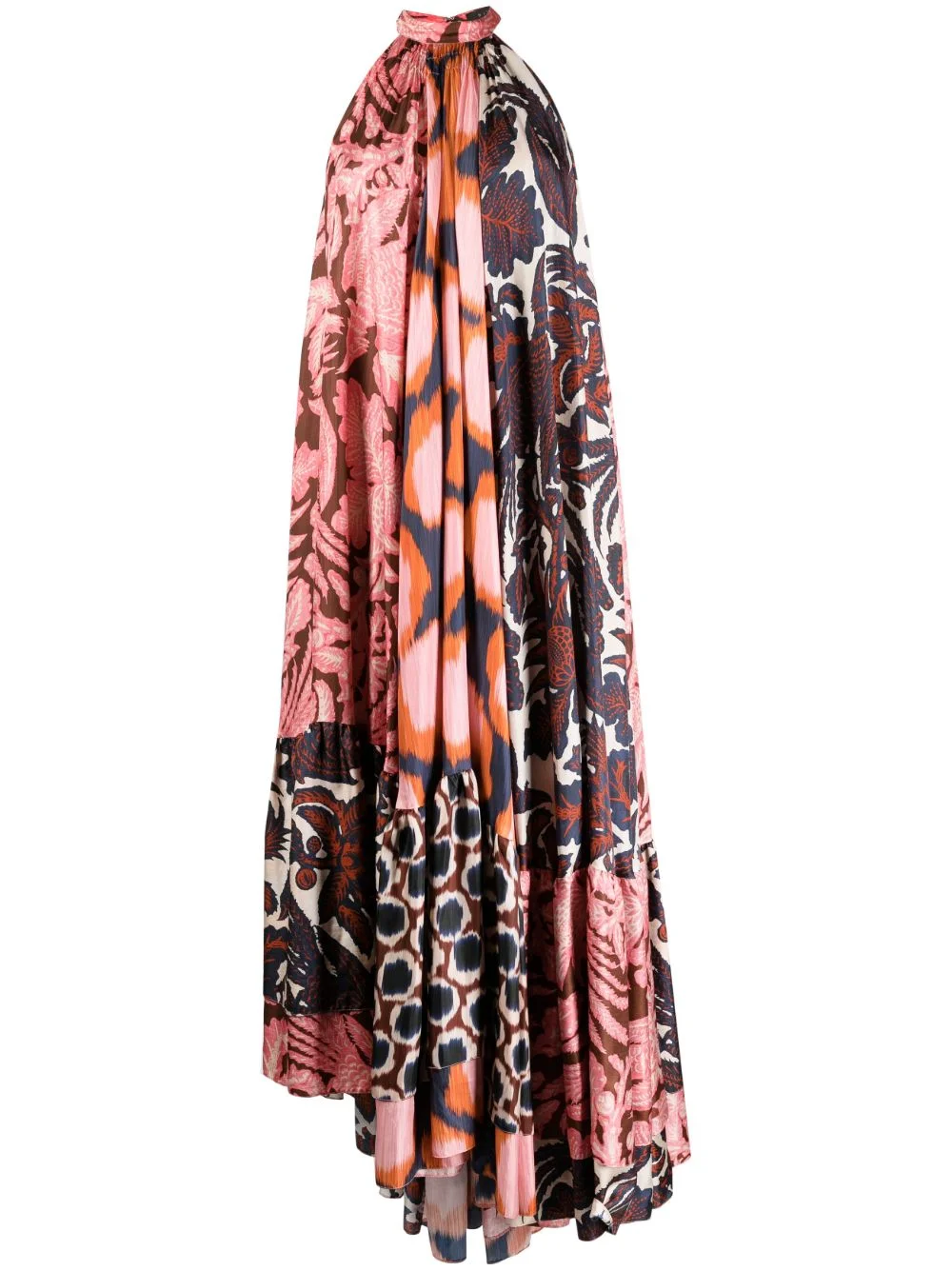 graphic-print halterneck silk maxi dress - 1