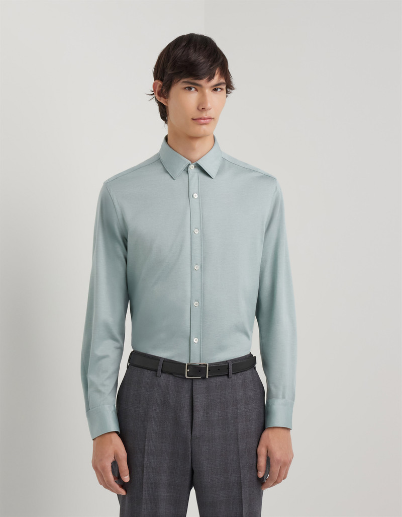 Canali CASUAL REGULAR FIT SHIRT IN BRIANZA GREEN JERSEY outlook
