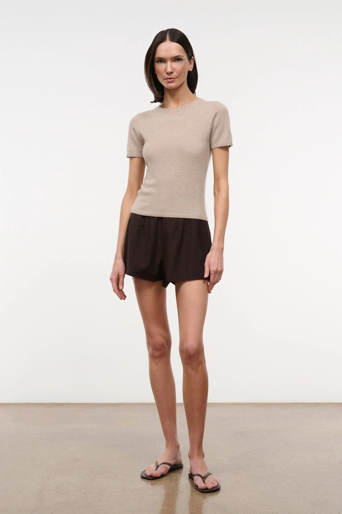 STAUD EASY CASHMERE TEE STONE - 1