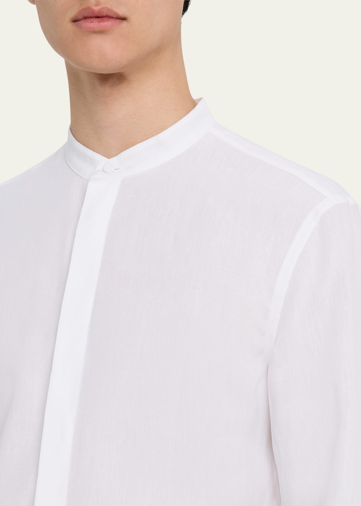 Men's Ollie Linen Mandarin-Collar Shirt - 5