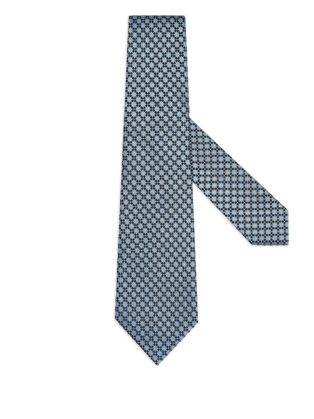 geometric-pattern silk tie - 1
