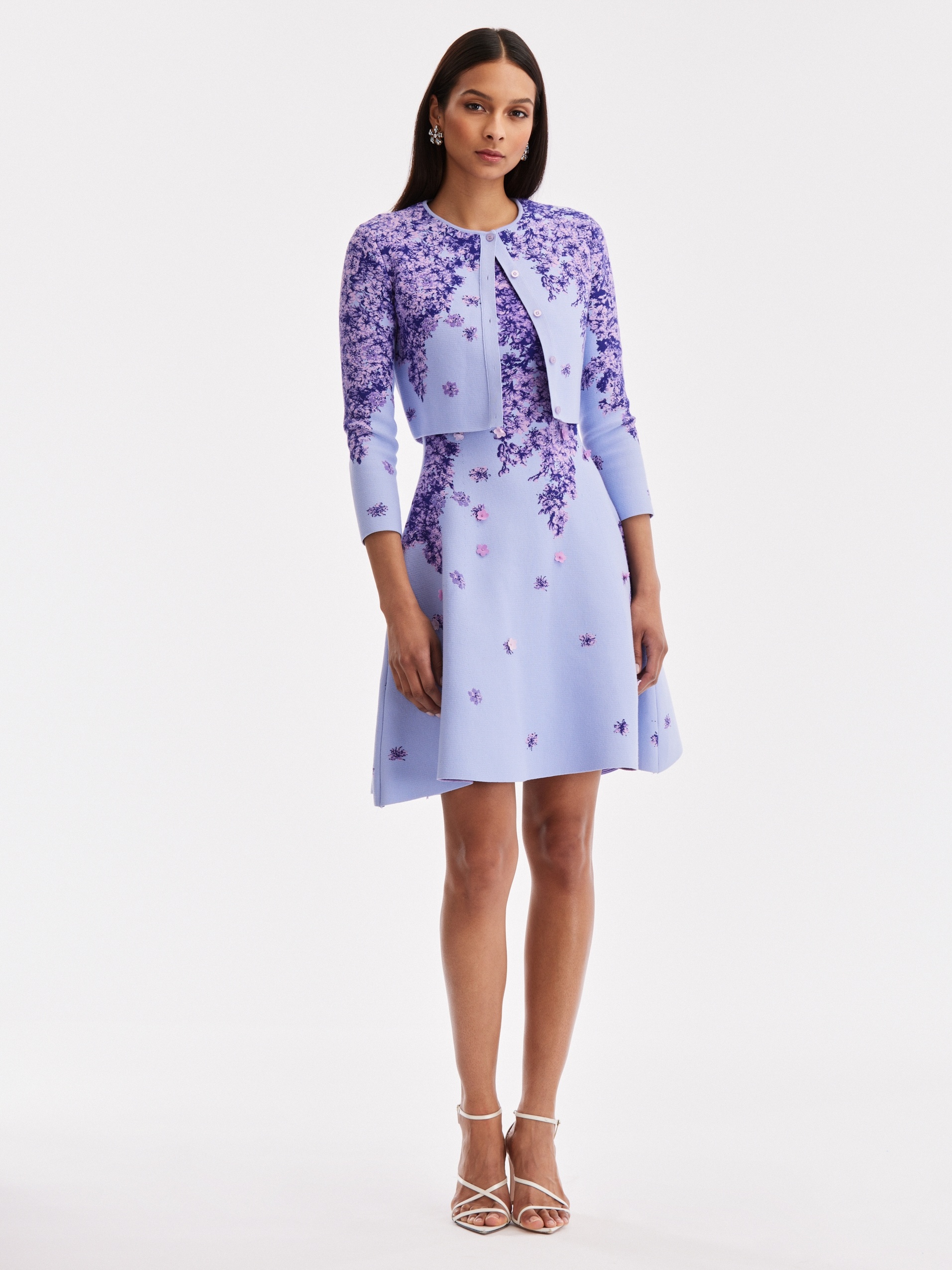 DEGRADE LILAC JACQUARD CROPPED CARDIGAN - 4