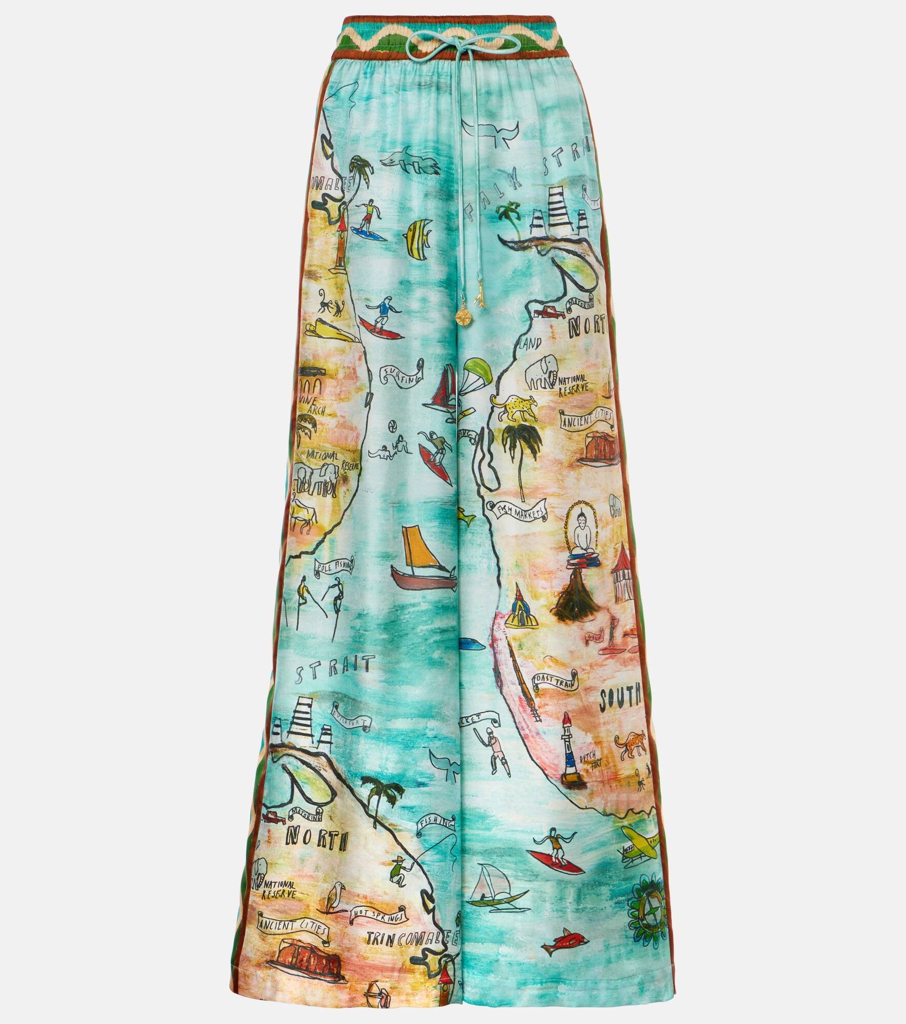 Swell printed silk twill pants - 1