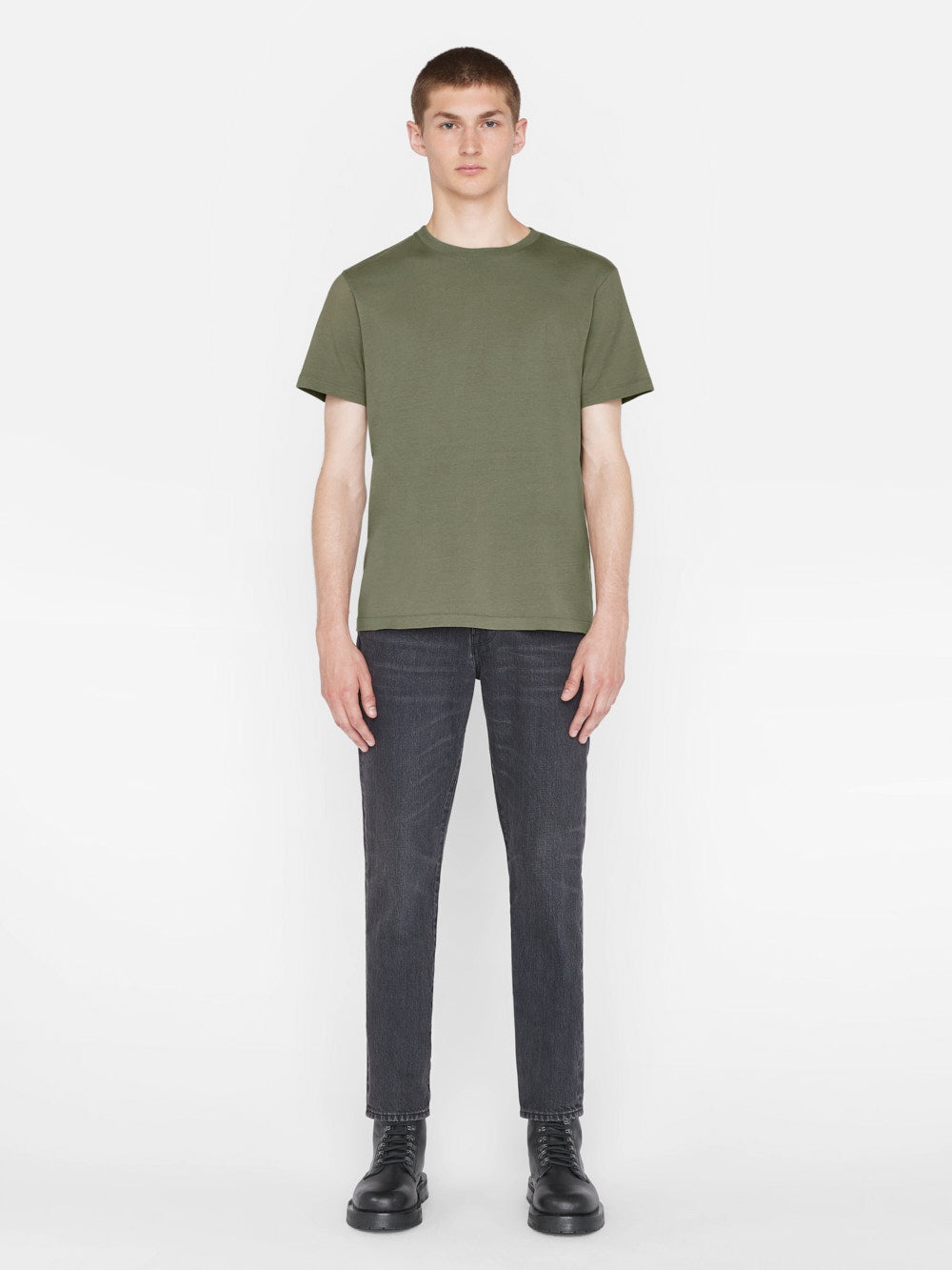 FRAME Logo Tee in Khaki Green - 2