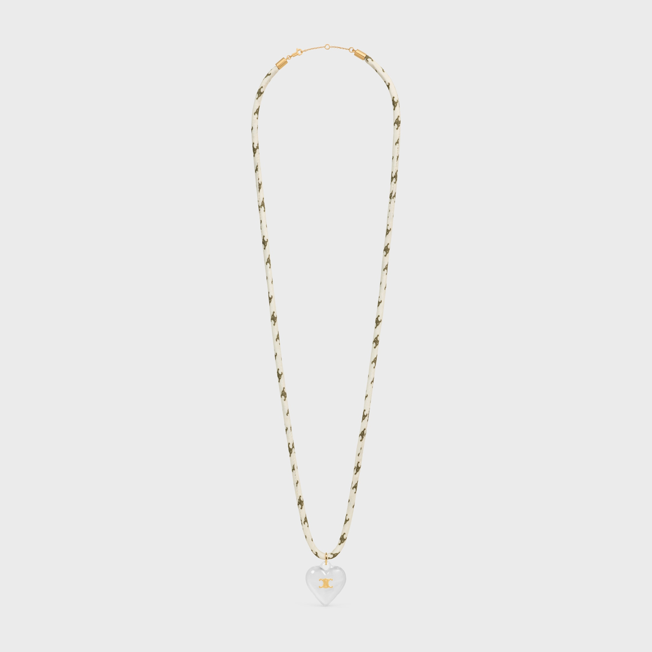 Celine Cœur Triomphe Necklace in Silk, Resin and Brass with Gold Finish - 5