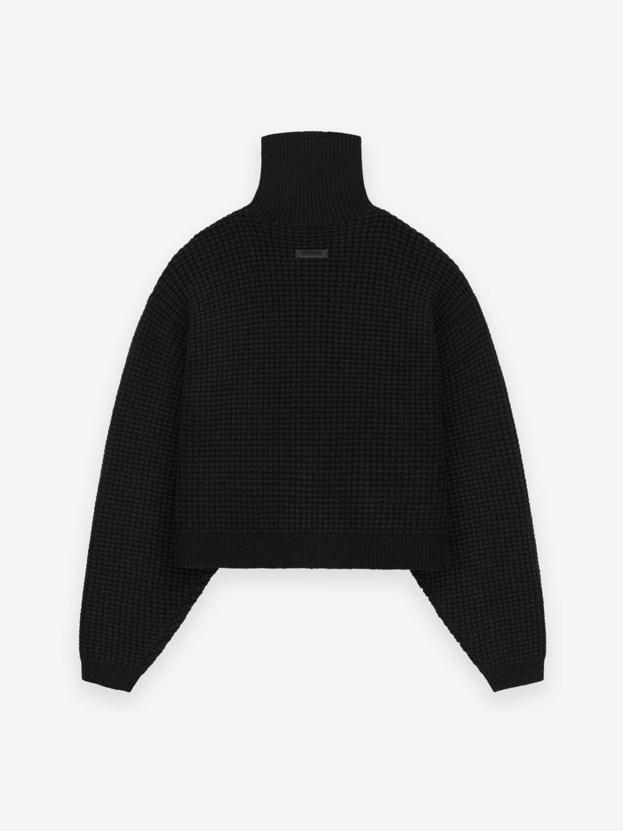 Womens Heavy Waffle Cropped Turtleneck - 2
