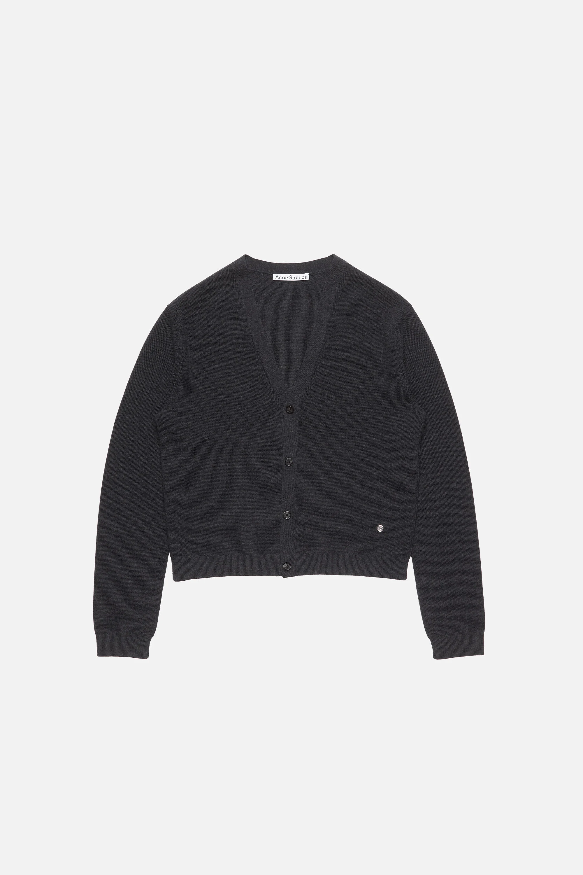 V-neck wool cardigan - Dark Navy Melange - 1