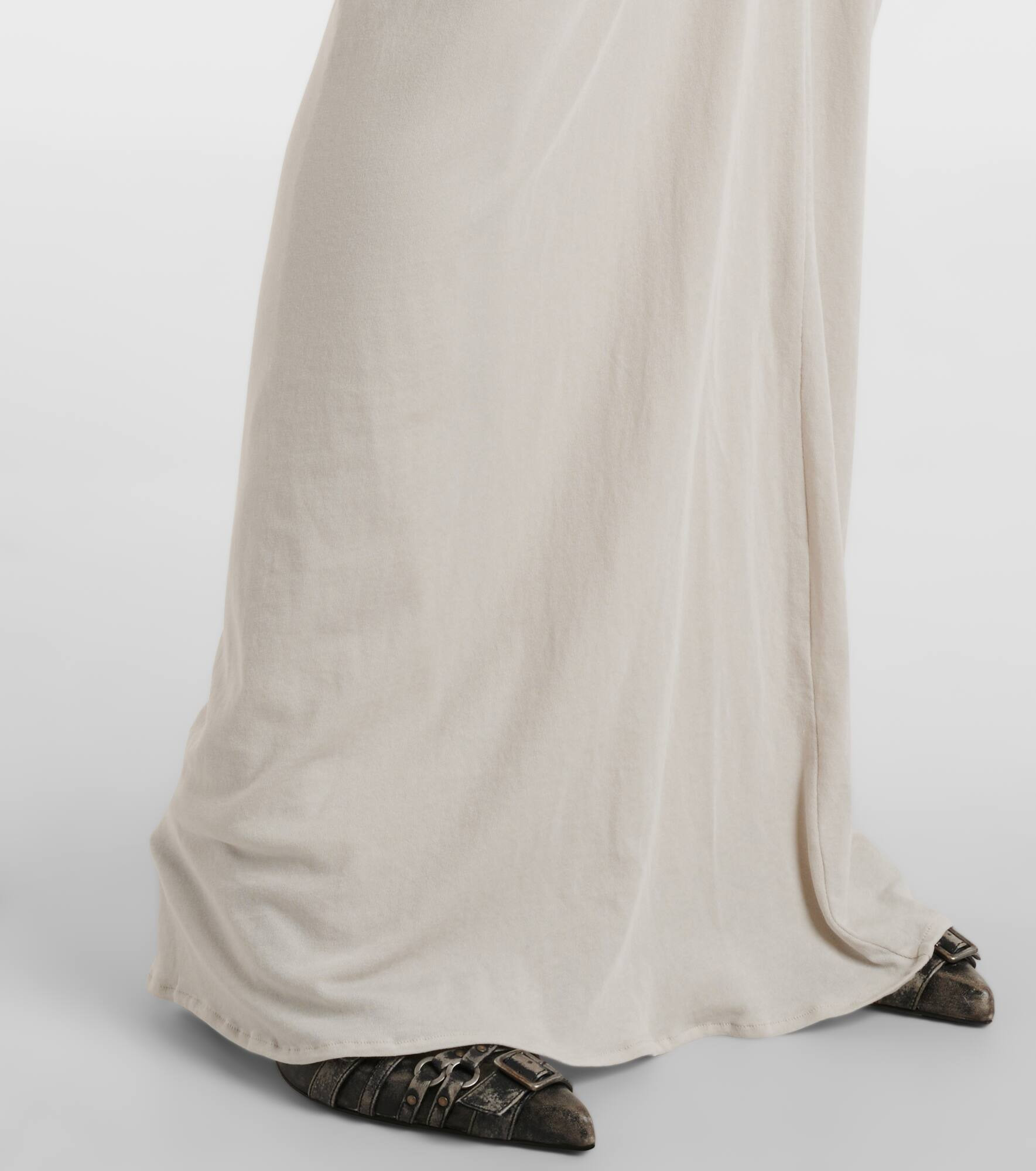 Draped cotton-blend jersey maxi skirt - 5