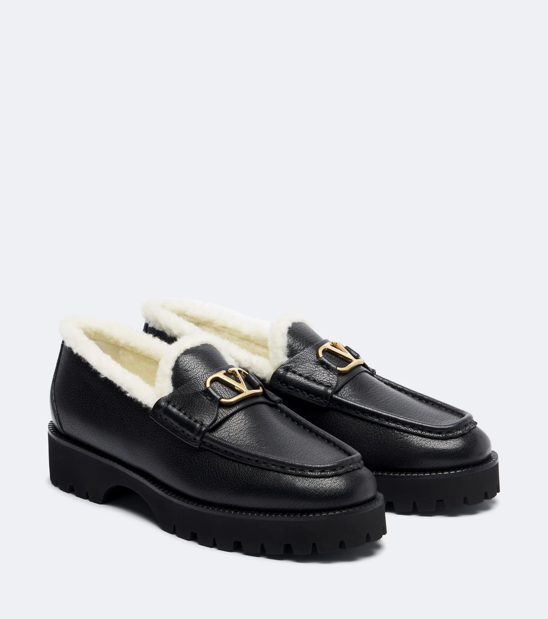 VLogo leather loafers - 1