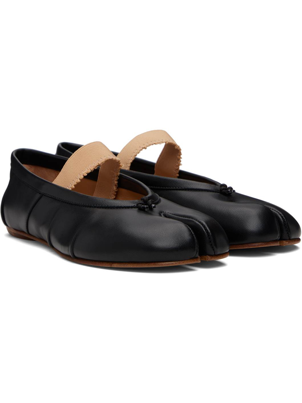 Black Tabi Elastic Band Ballerina Flats - 4