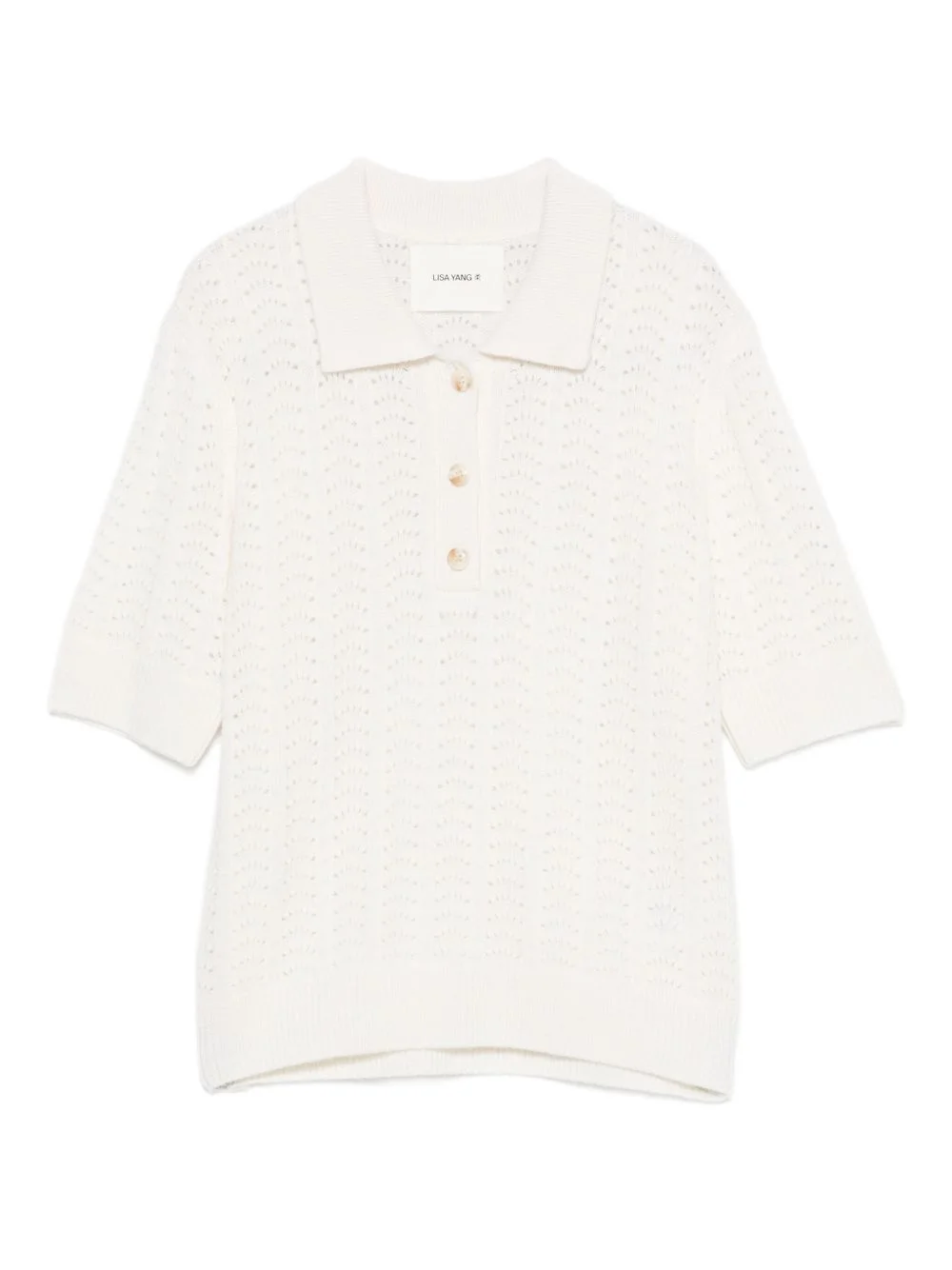 openwork polo knitted top - 1