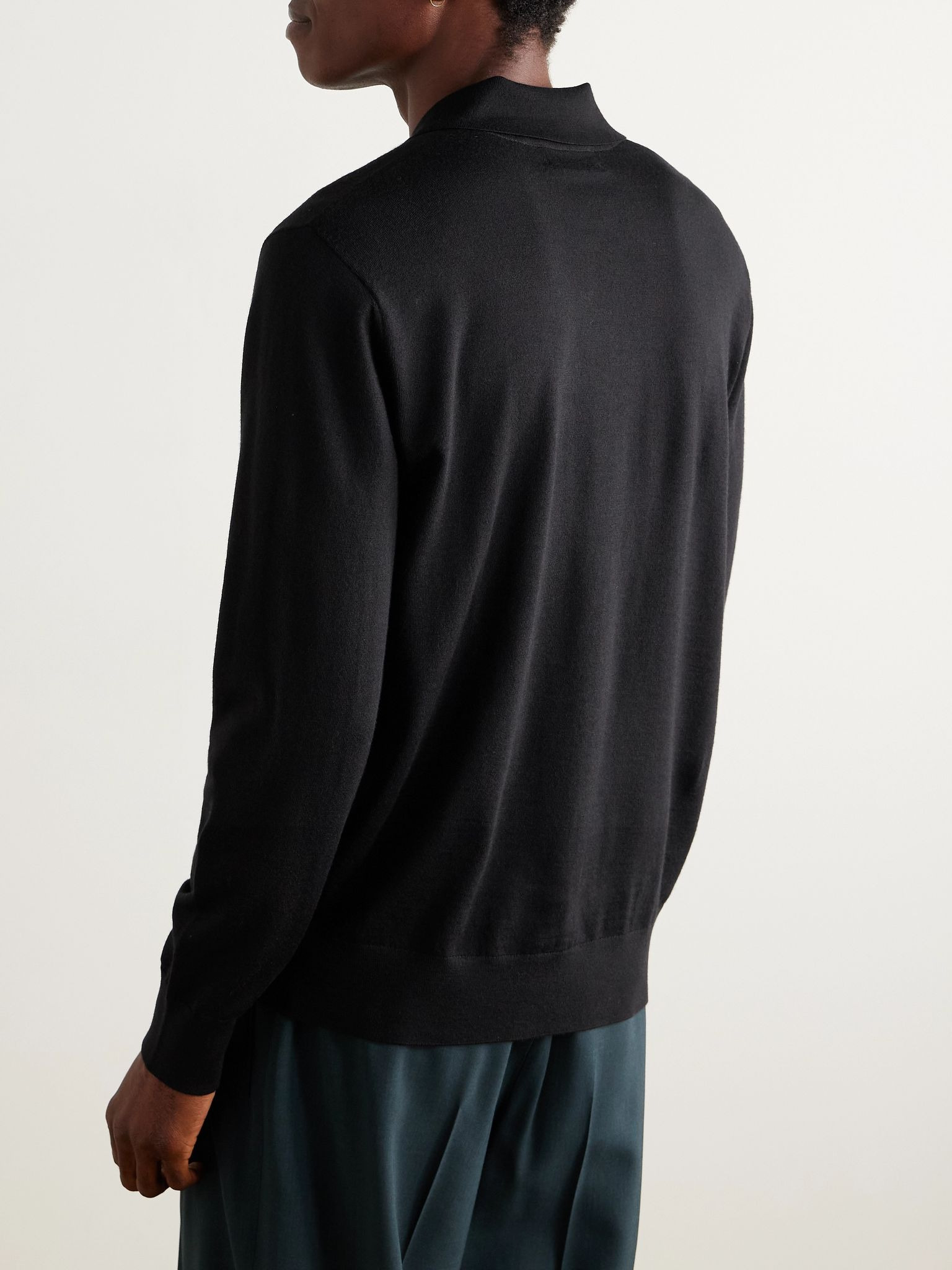 Wool Polo Sweater Black - 4