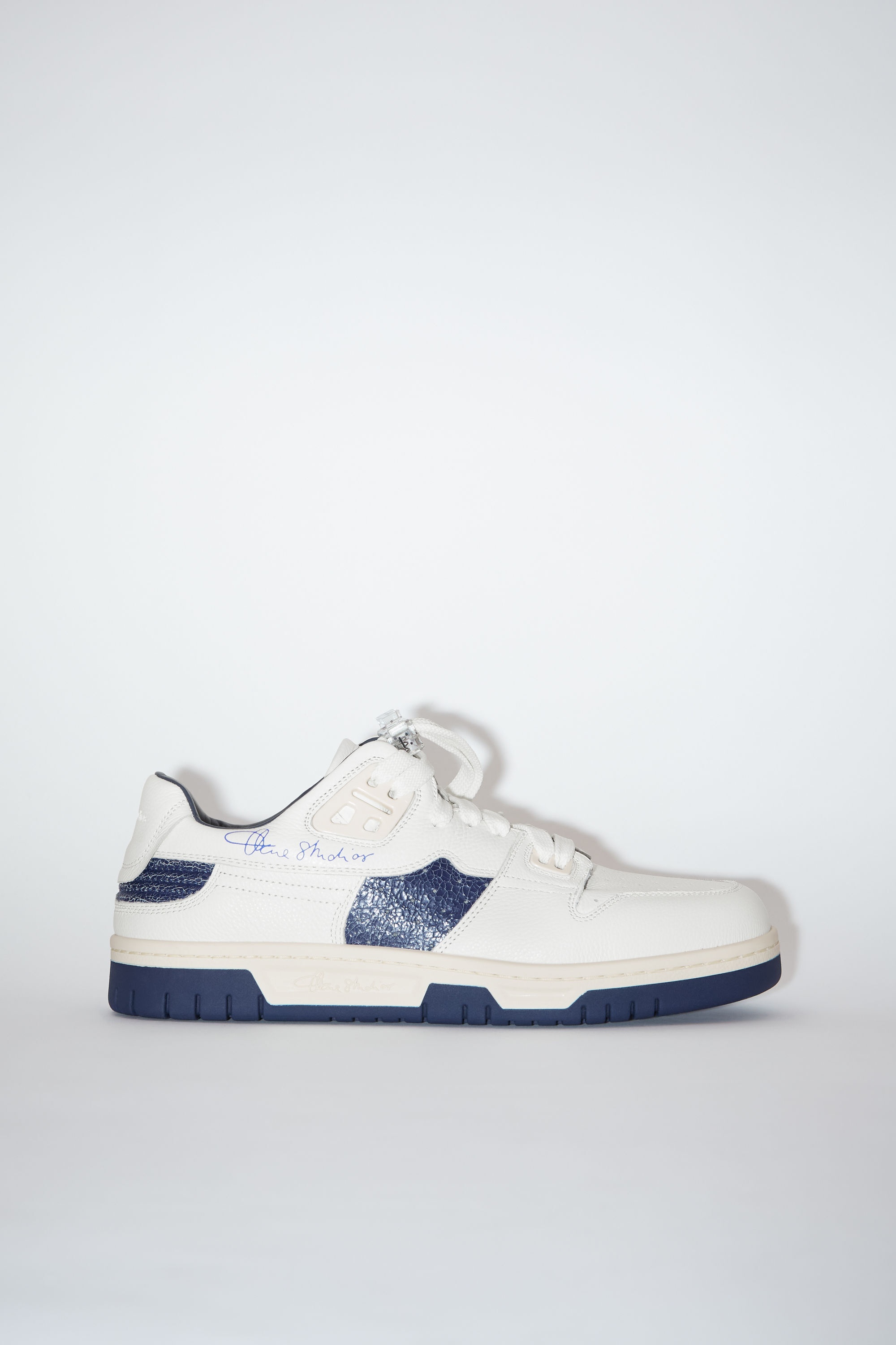 Low top leather sneakers - White/blue - 1