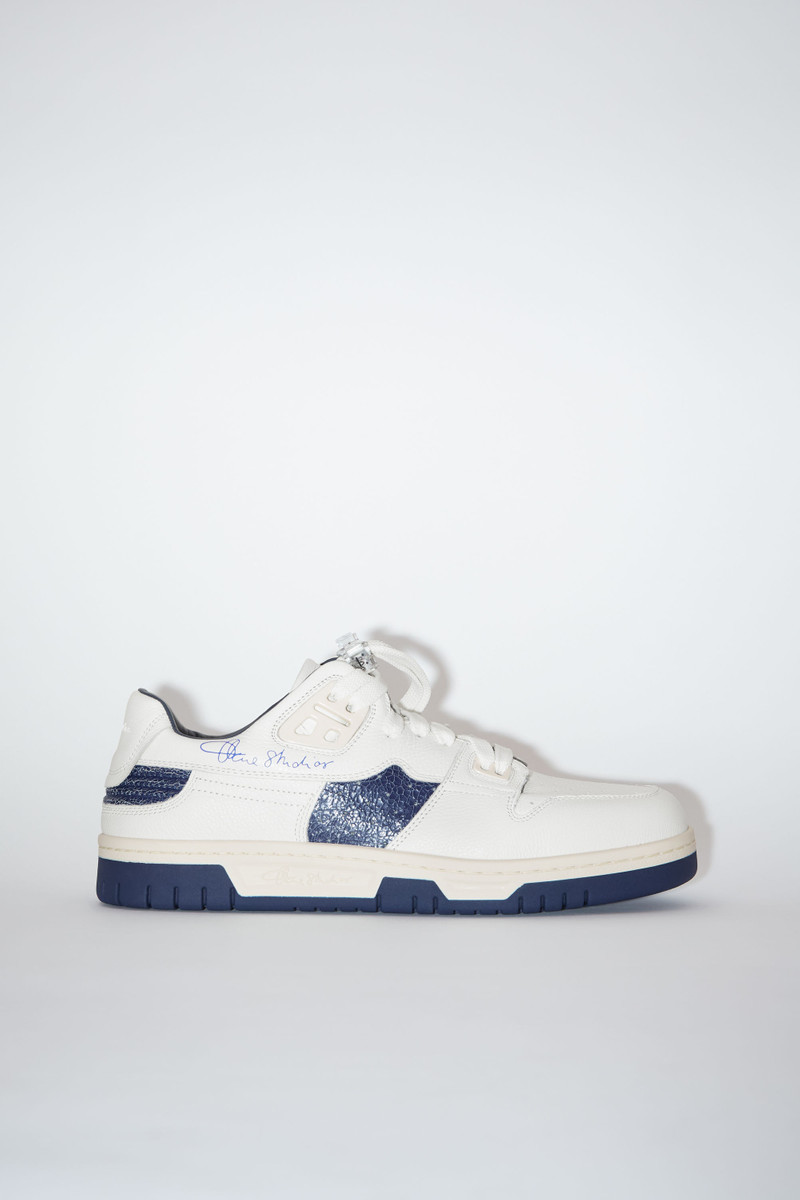 Low top leather sneakers - White/blue 1