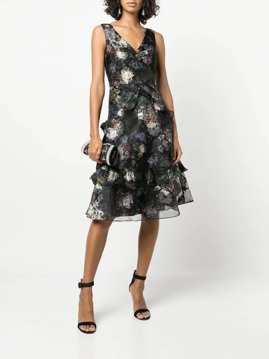 FLORAL PRINT MIDI TIERED DRESS - 1