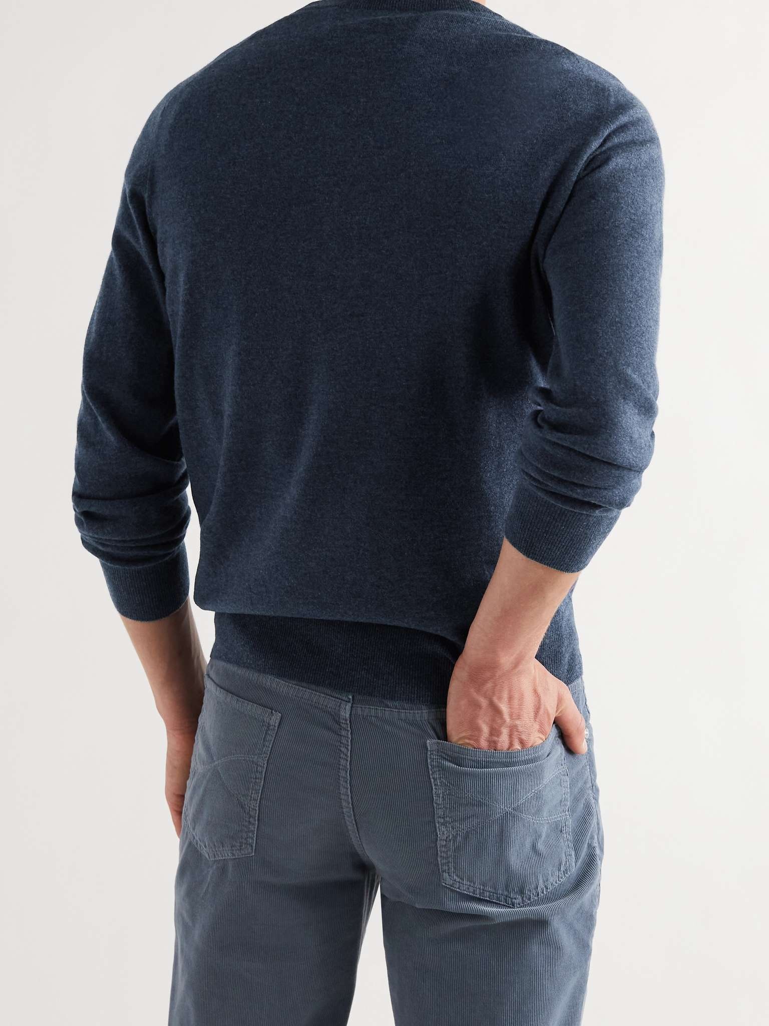 Contrast-Tipped Cashmere Sweater - 4