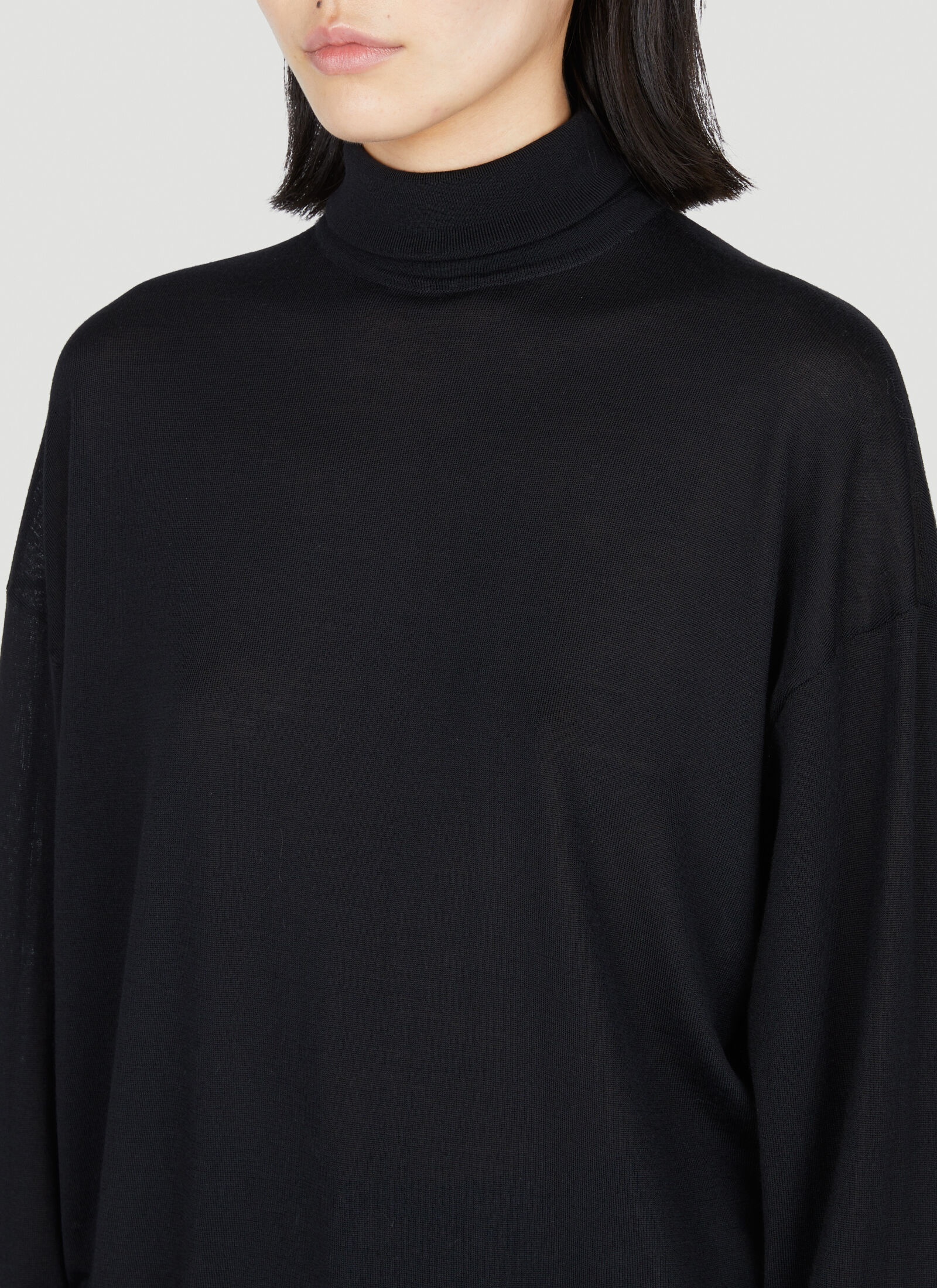 Semi Sheer Turtleneck Sweater - 5