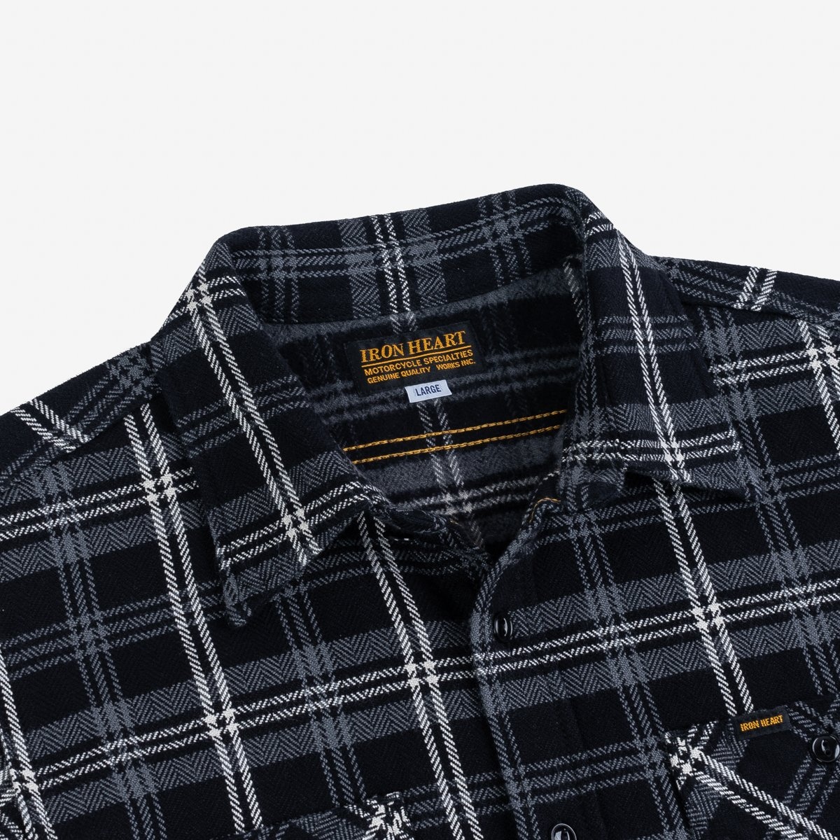 Ultra Heavy Flannel Herringbone Check Work Shirt - Black - 7