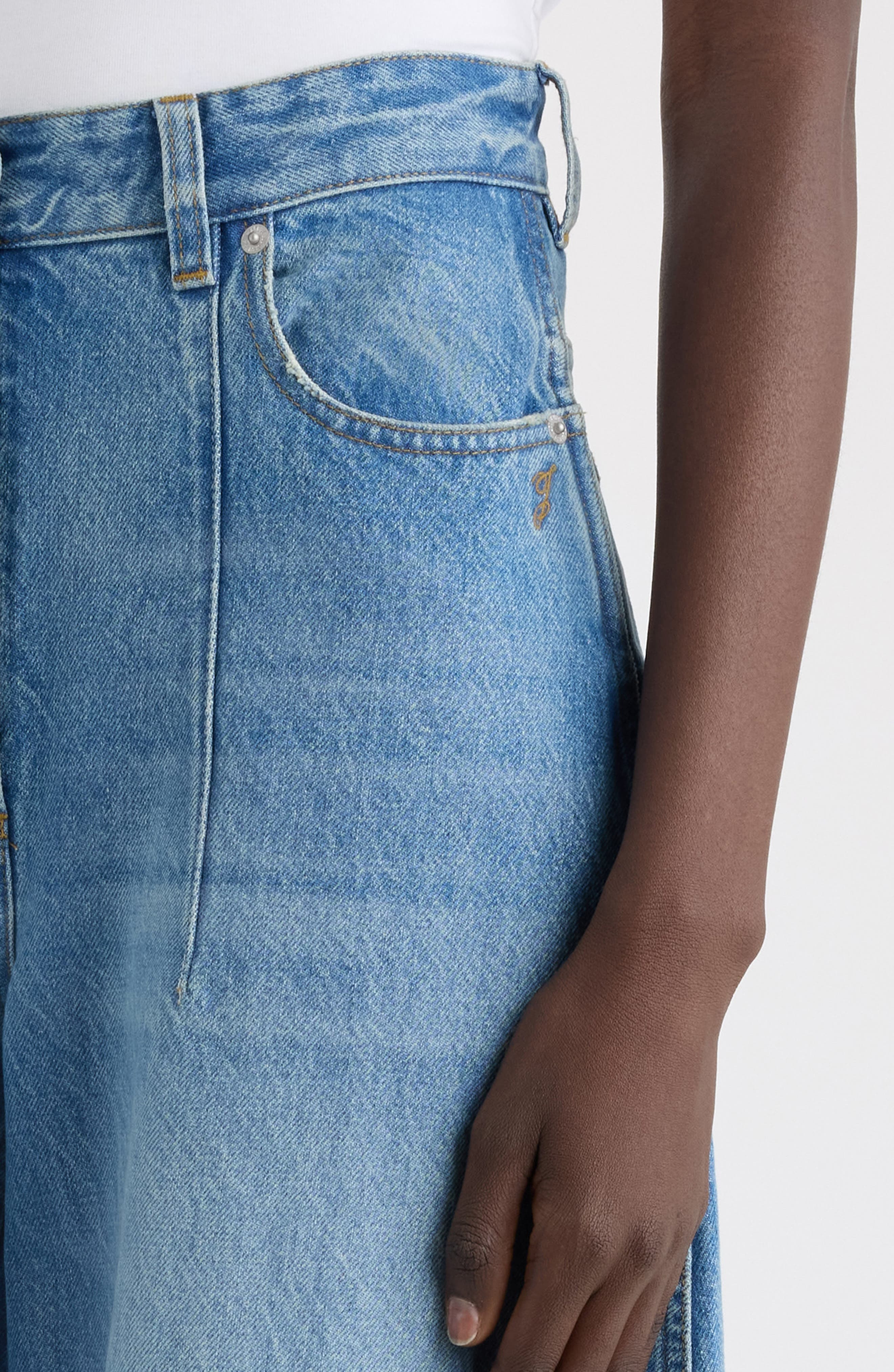 Jacquemus Le de-Nîmes Ovalo Wide Leg Jeans in Blue/Tabac at Nordstrom - 5