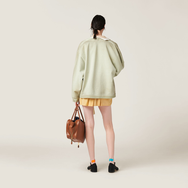 Garment-dyed cotton fleece cardigan 3