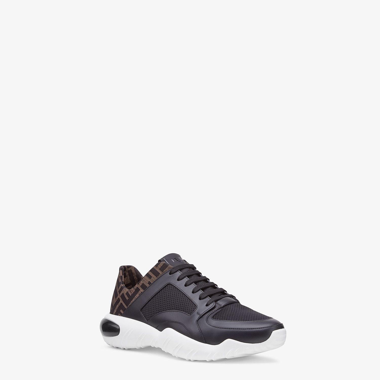 Black tech mesh and leather low-tops - 2