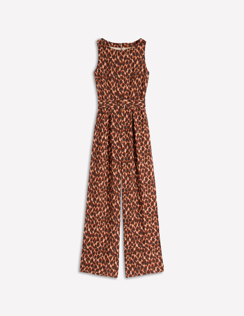 Gwen Slash Neck Jumpsuit-Sand, Abstract Leopard Spot 1