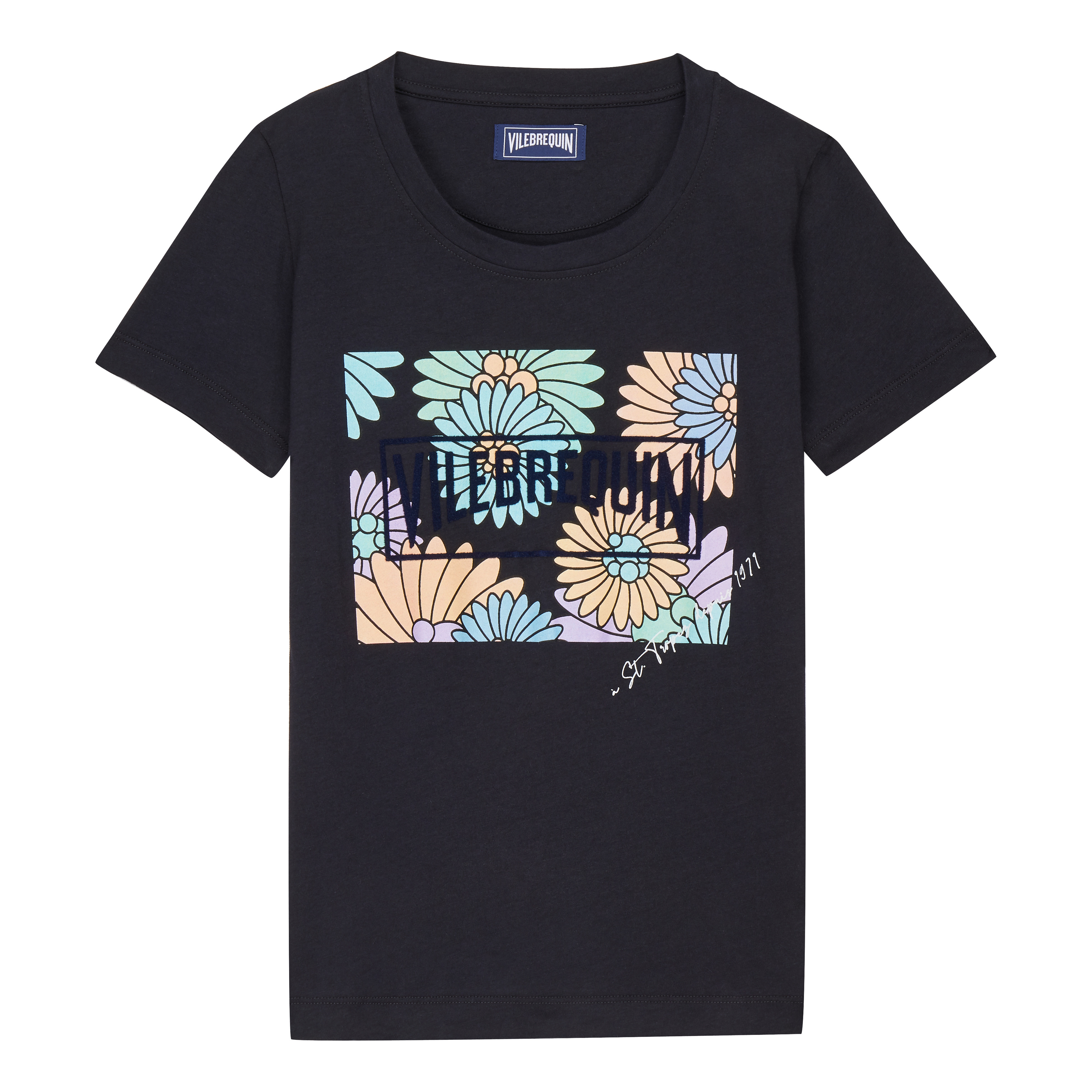 Men Cotton T-shirt Marguerites Flocked Vilebrequin Logo - 1