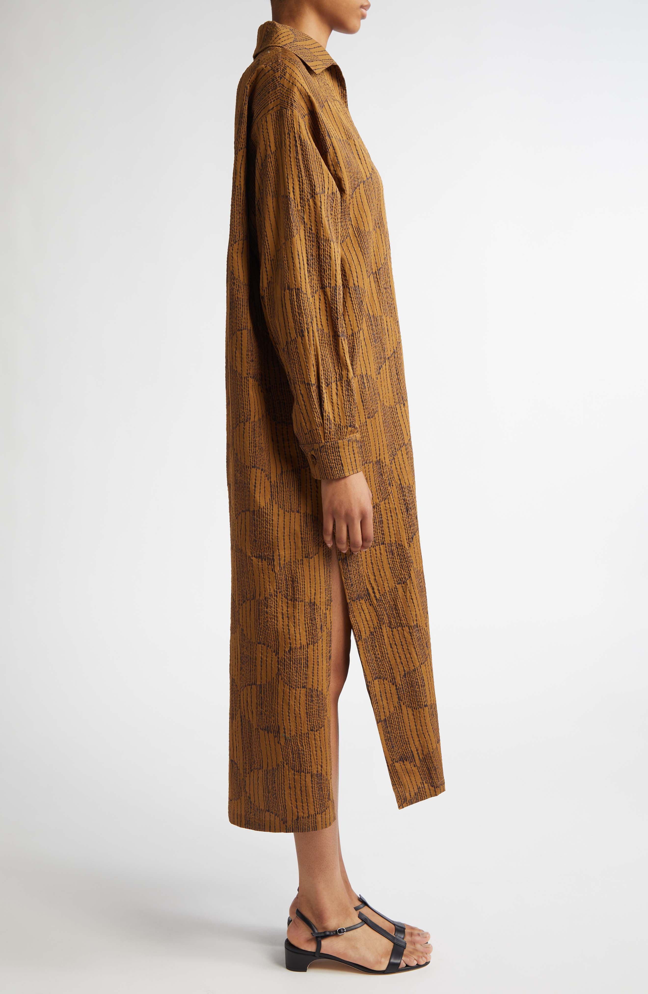Max Mara Edwige Abstract Print King Sleeve Caftan Dress in Olive Green at Nordstrom - 3