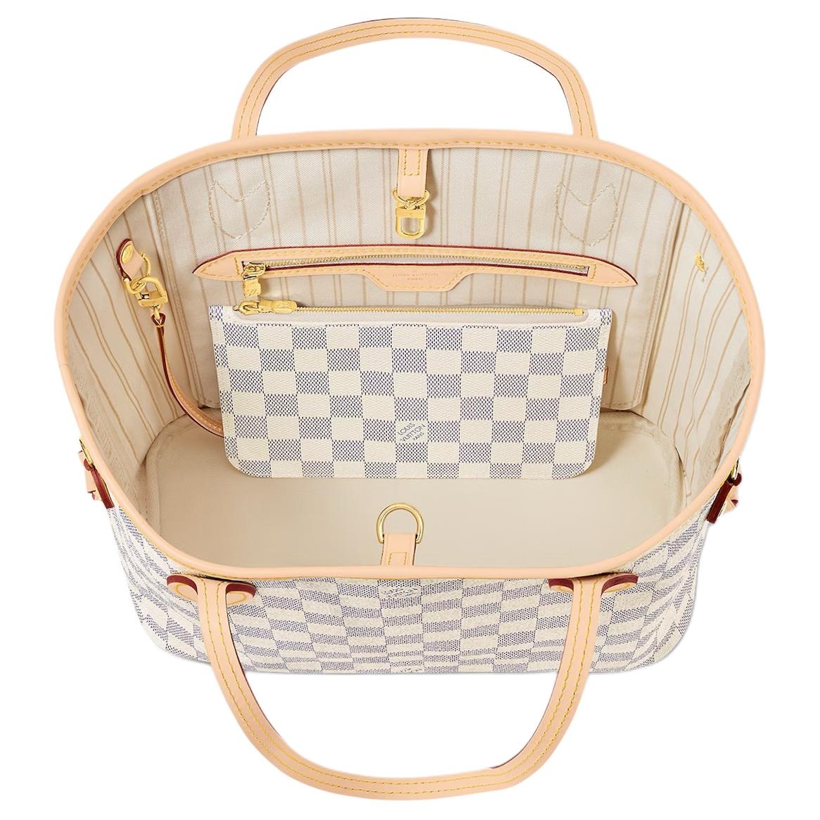(WMNS) LOUIS VUITTON Neverfull PM Damier Azur Canvas Handbag 'Grey Gold' N40605 - 3