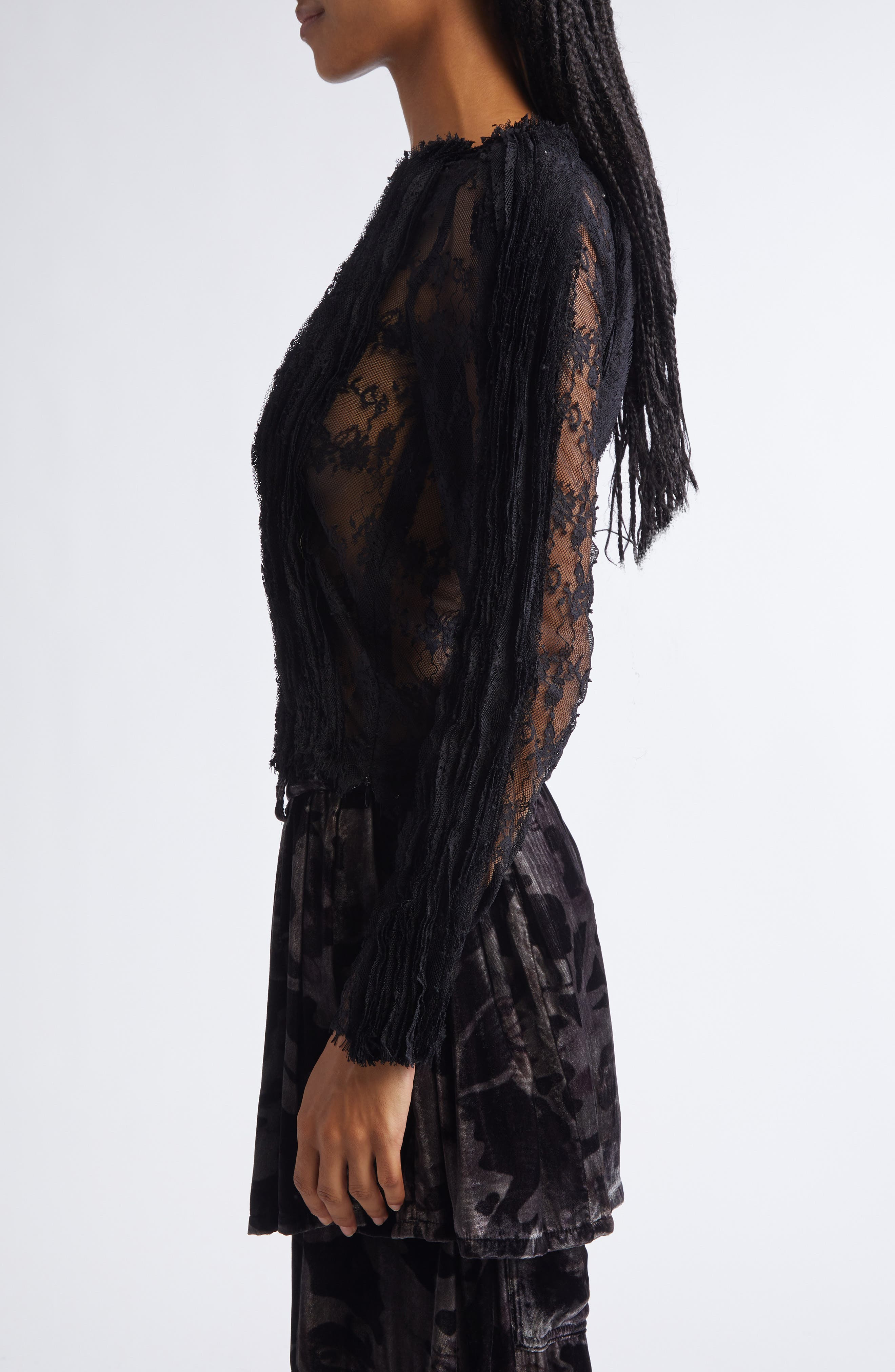 Collina Strada Wavy Dandelion Lace Top in Black at Nordstrom - 4