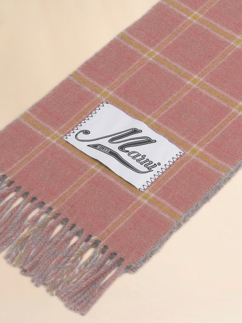 PINK WOOL-BLEND SCARF WITH CHECKED PATTERN - 4