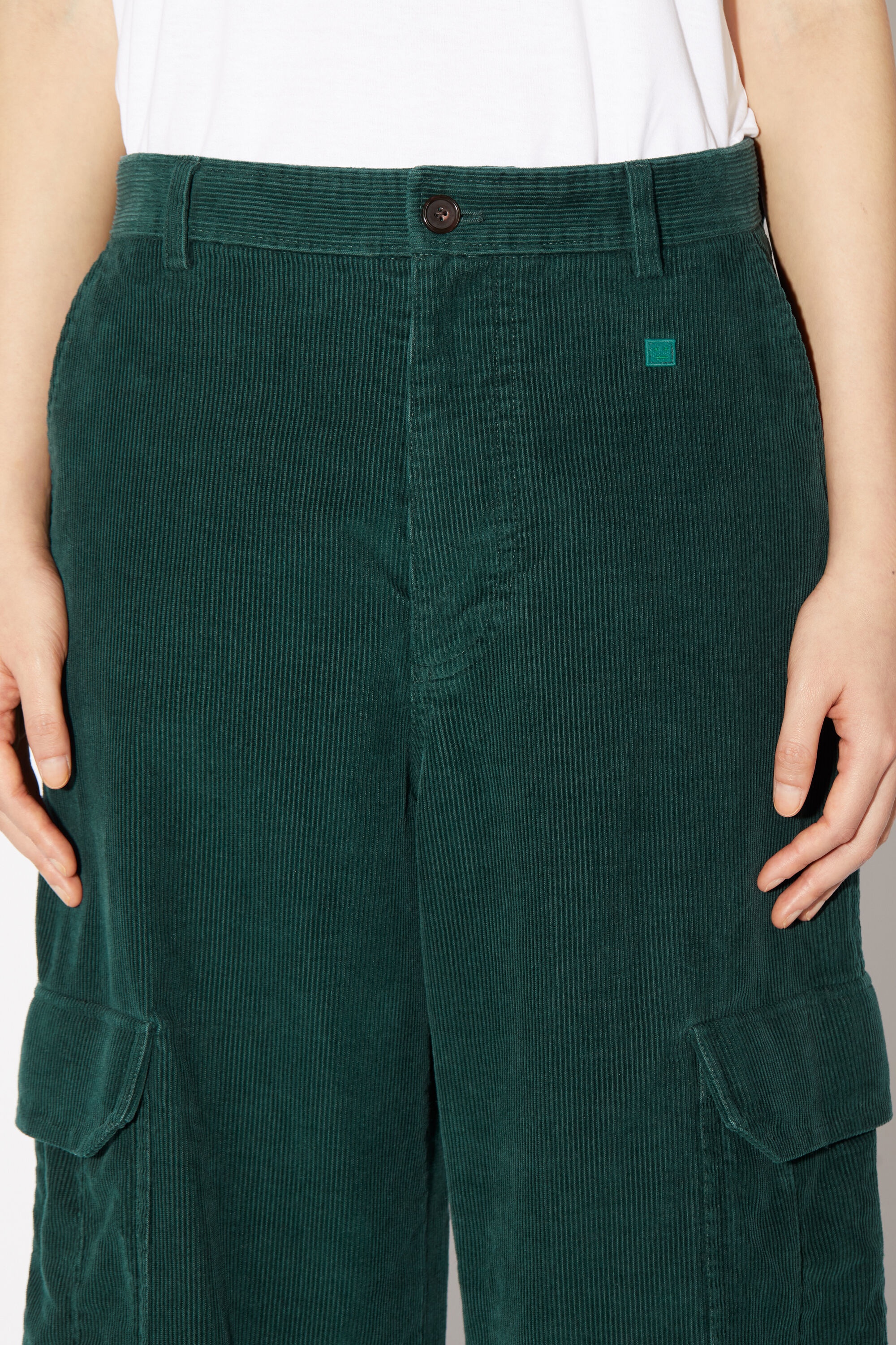 Corduroy cargo trousers - Night green - 5