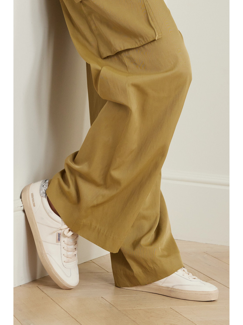 Golden Goose Soul-star Distressed Glittered Leather Sneakers outlook