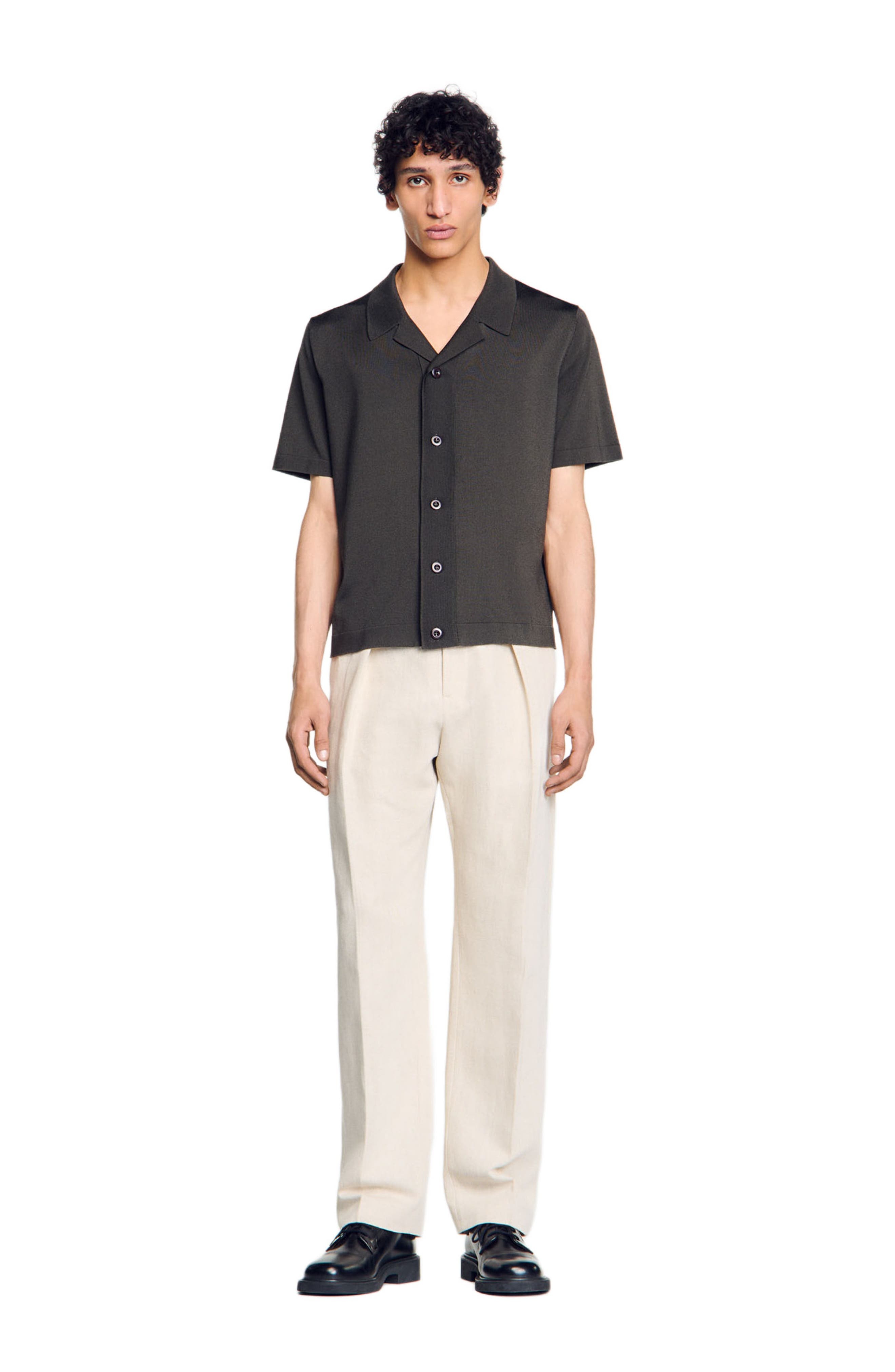 SANDRO Short-sleeved shirt in Dark Kaki. at Nordstrom - 1