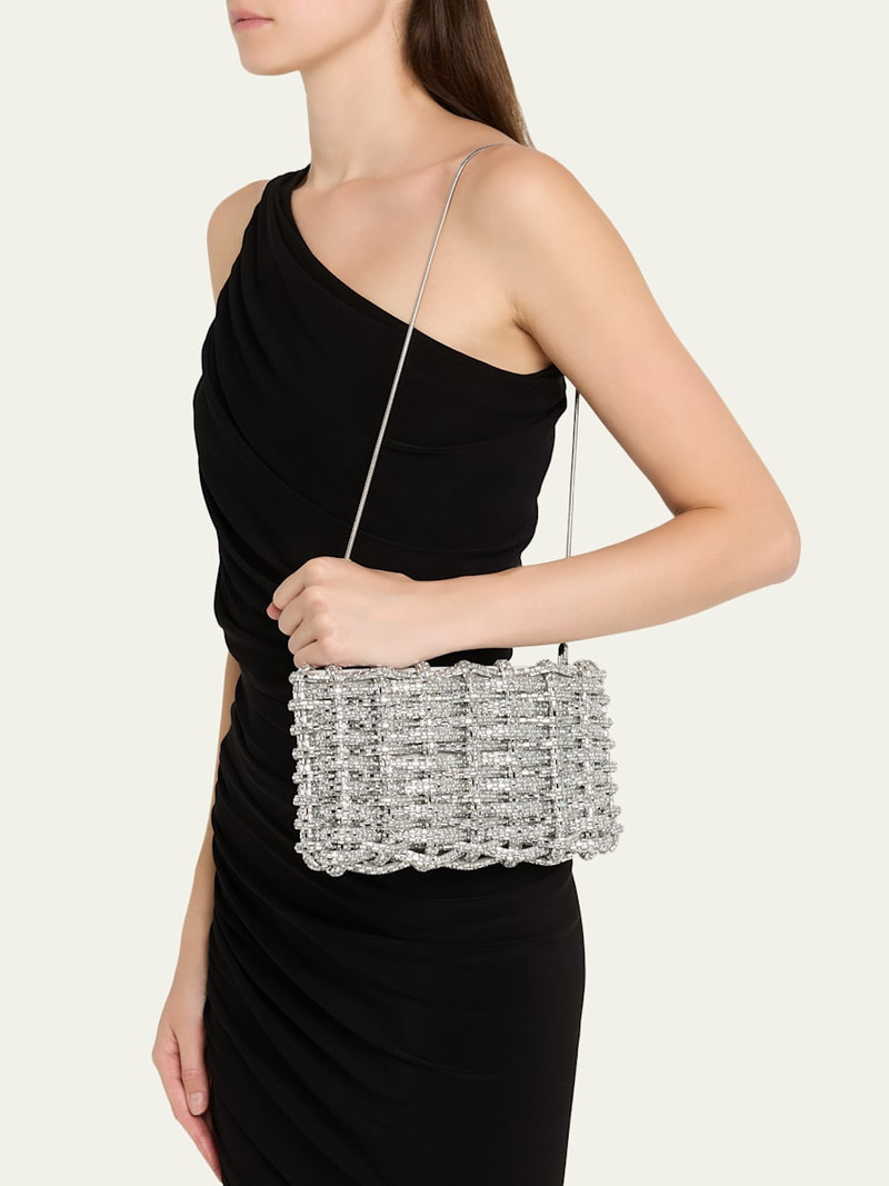 SIMKHAI Morgan Woven Rhinestone Clutch Bag outlook