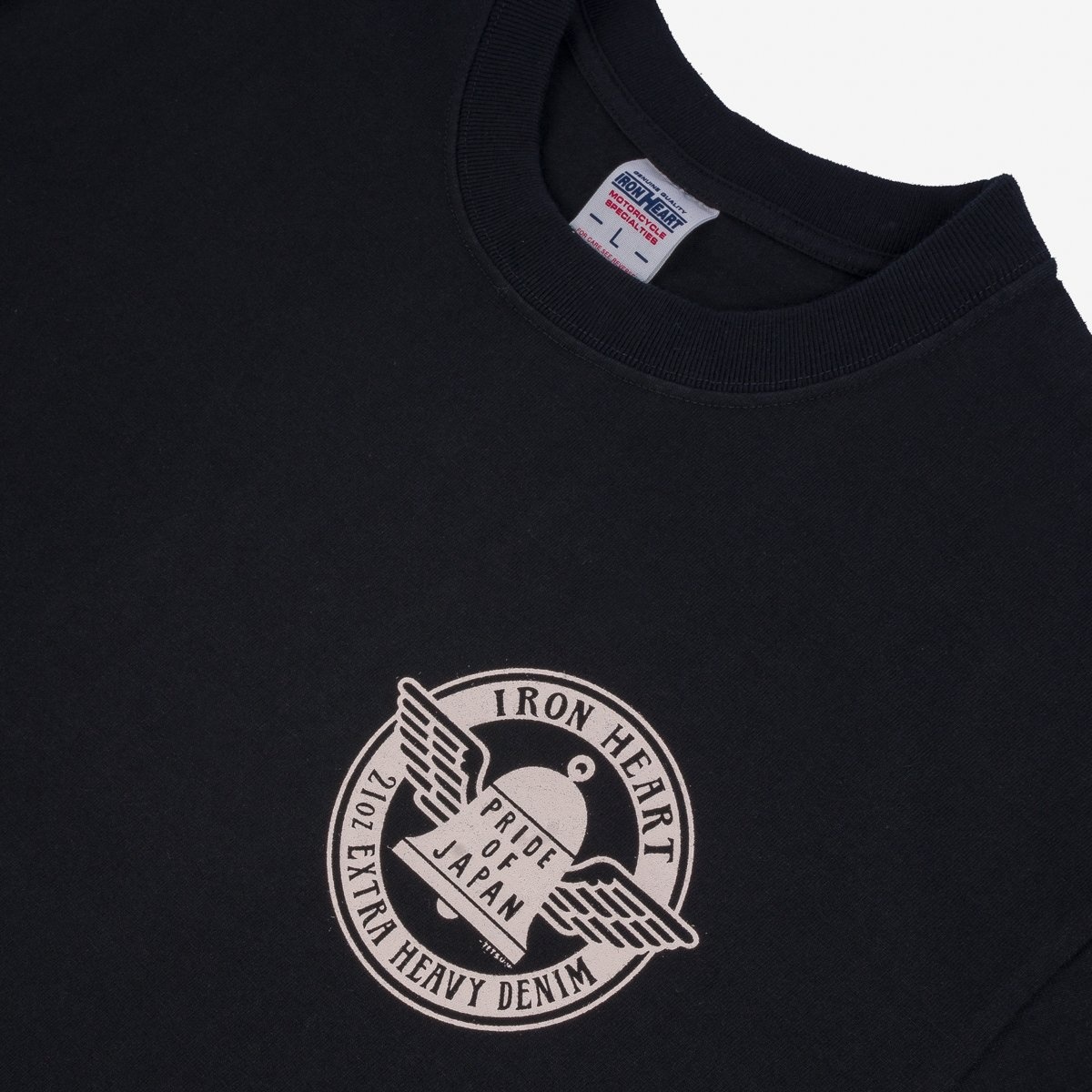 IHT-2402-BLK 7.5oz Printed Loopwheel Crew Neck T-Shirt - Black - 8