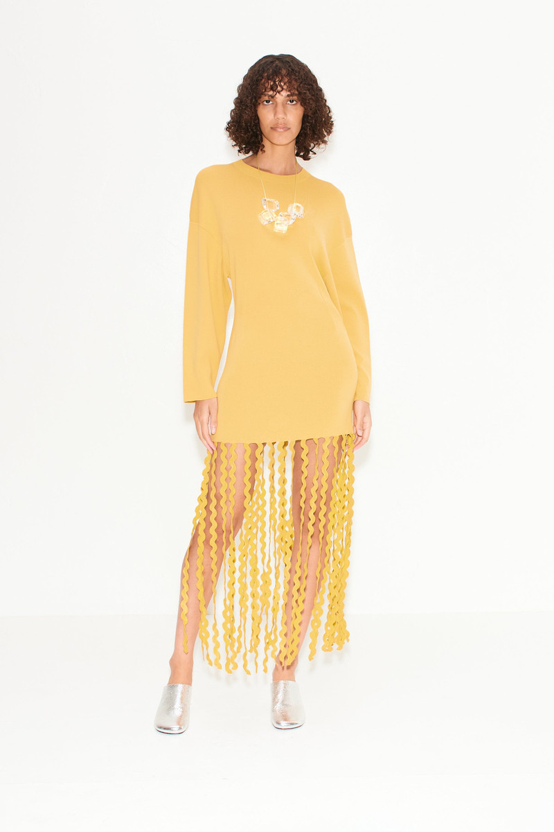 Wallis Knit Fringe Dress in Butter 1