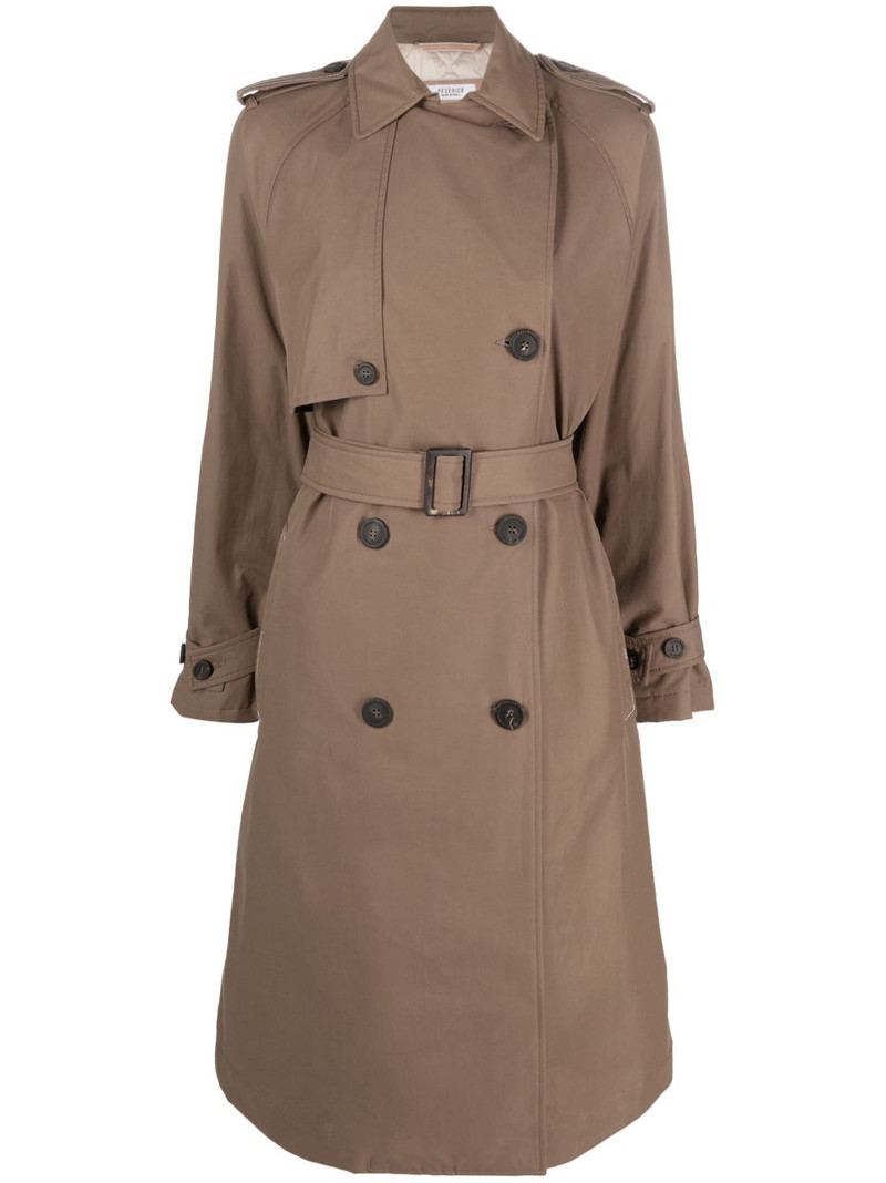 Monili-chain double-breasted trenchcoat 1