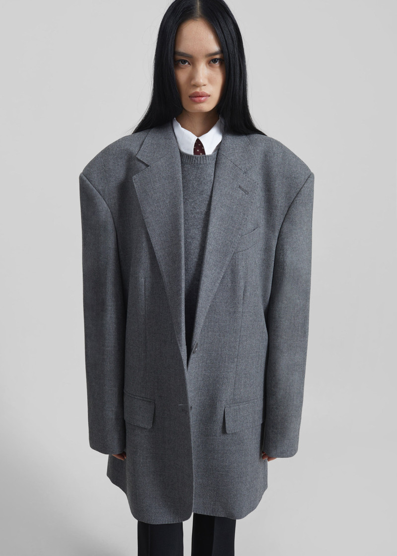 Lismore Wool Oversized Blazer - Grey 4