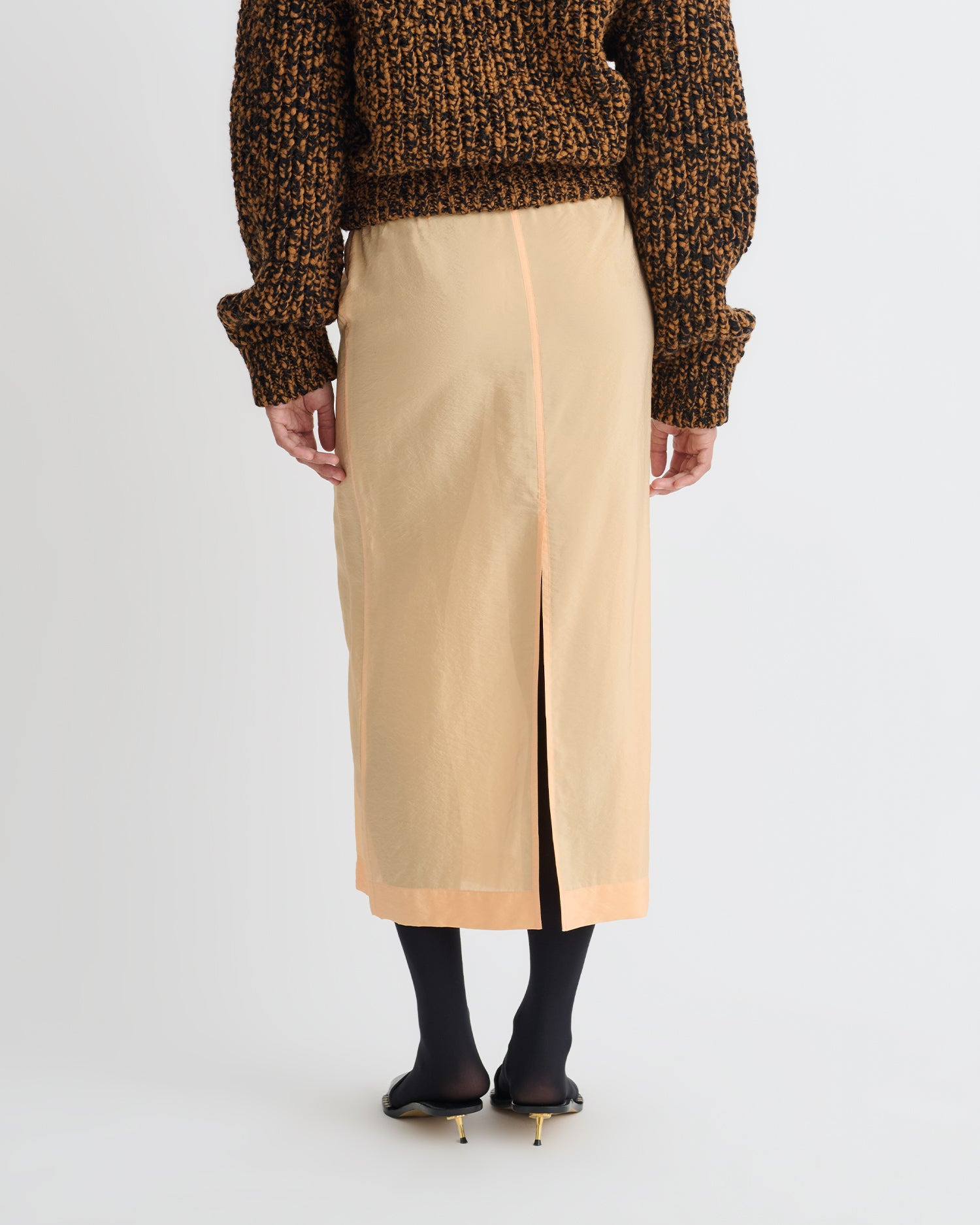 Crepe Organza Mid-Length Skirt - 5