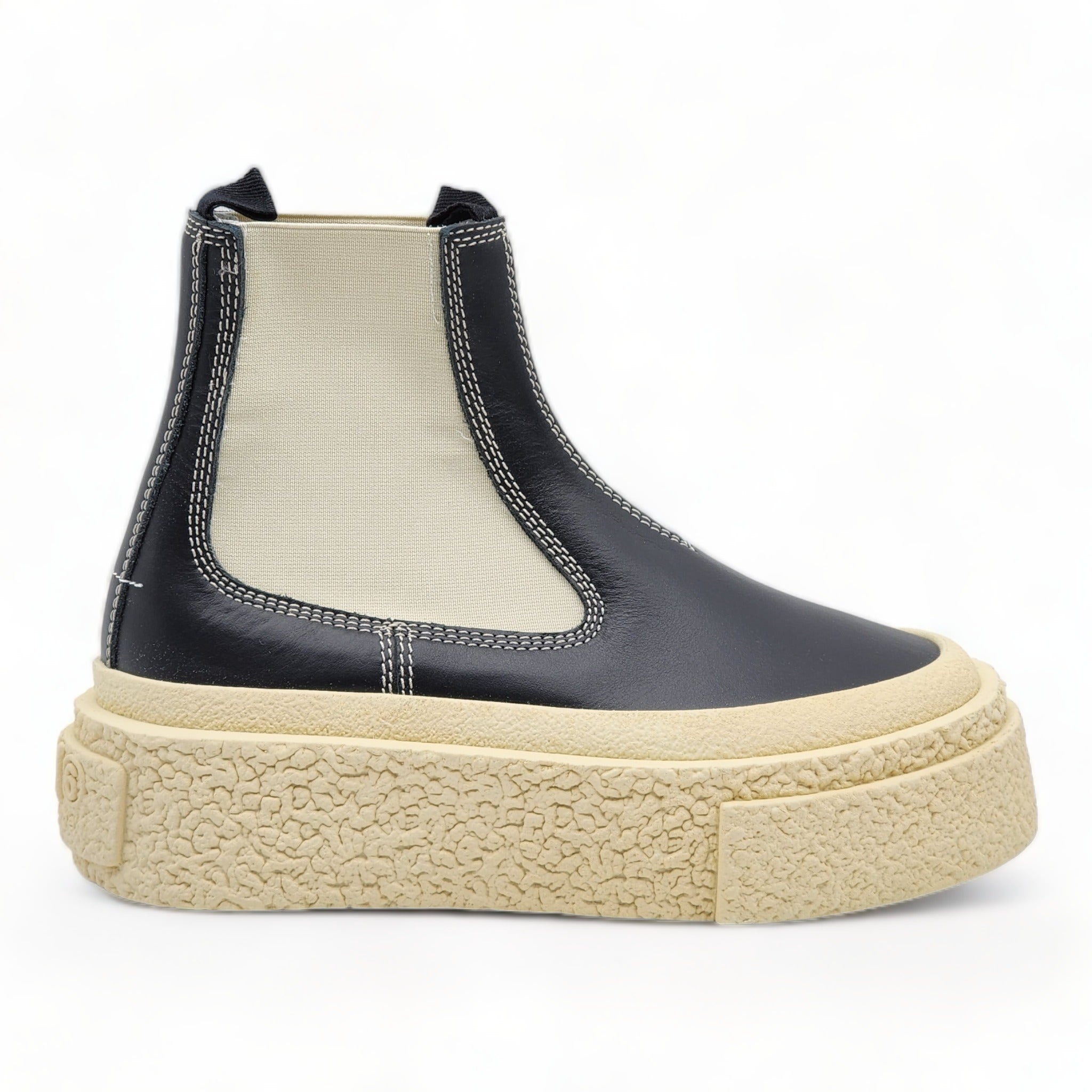 MM6 Maison Margiela Round-toe Leather Ankle Boots - 7