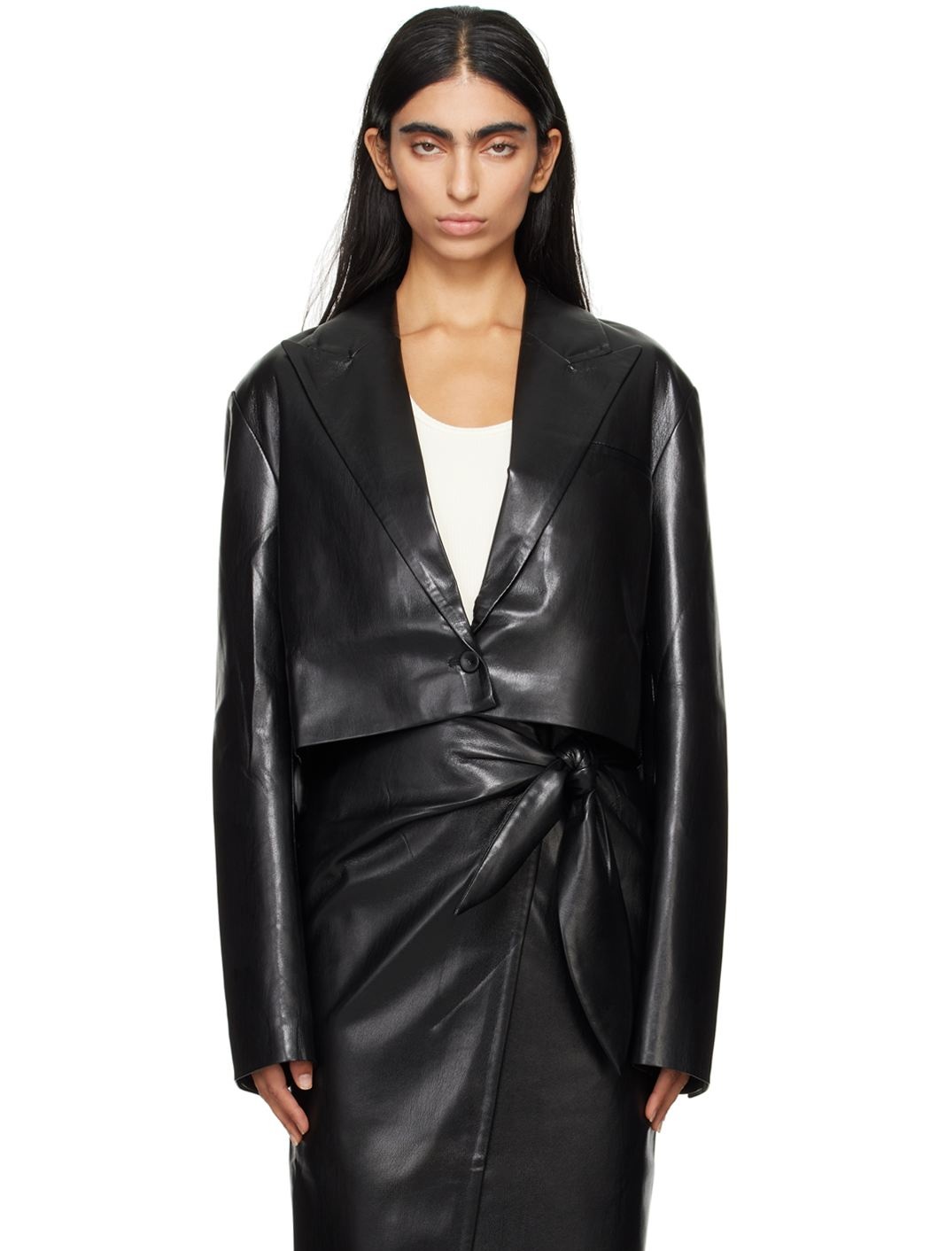 Nanushka Black Aidula Vegan Leather Blazer ssense REVERSIBLE